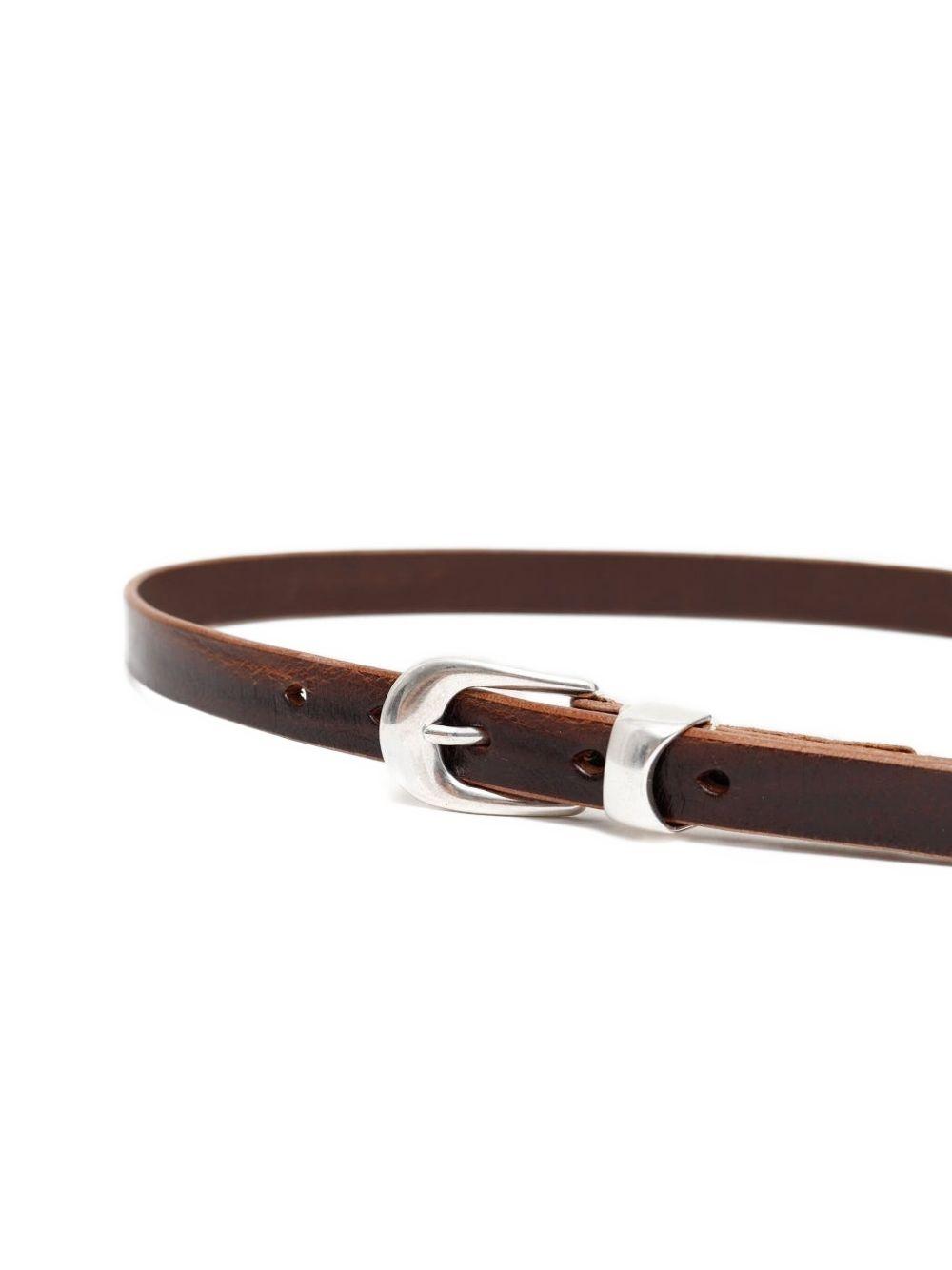leather silver-buckle belt Product Image