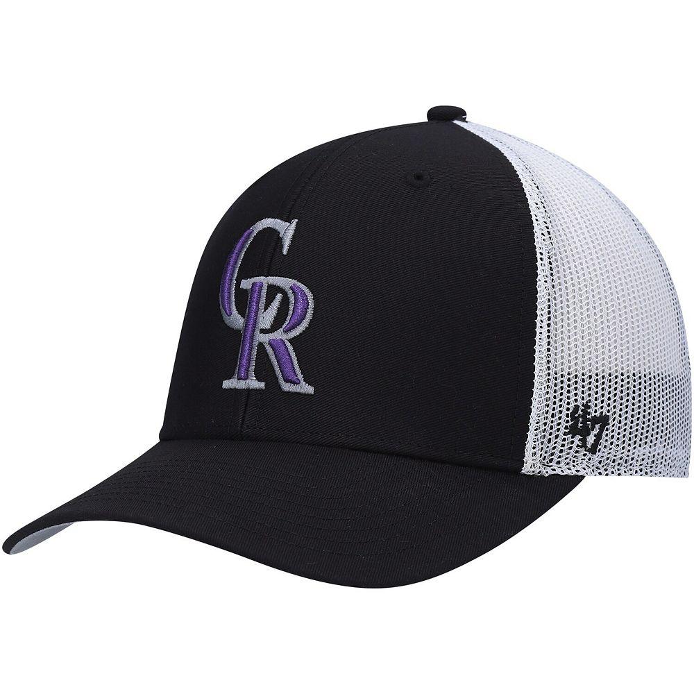 Men's '47 Black/White Colorado Rockies Primary Logo Trucker Snapback Hat Product Image