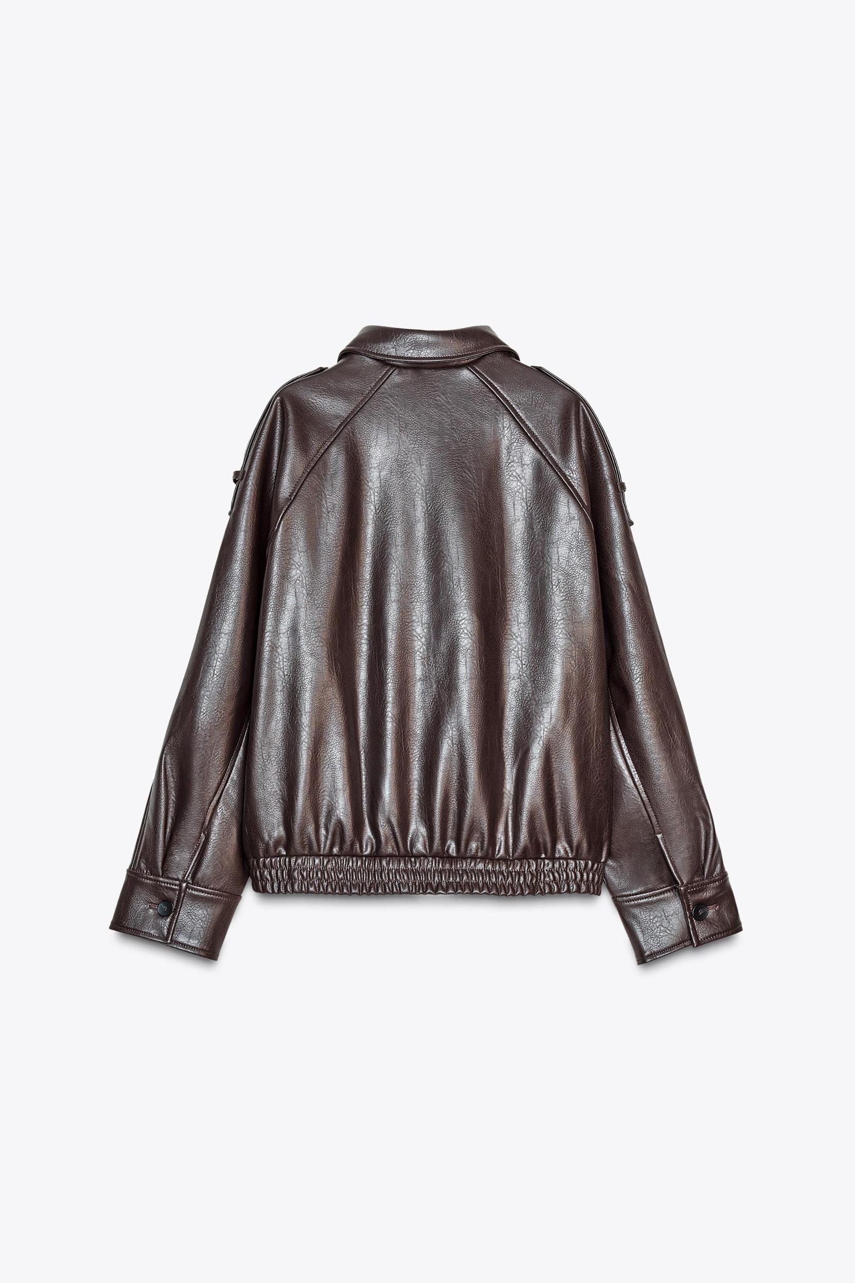 FAUX LEATHER BOMBER JACKET Product Image