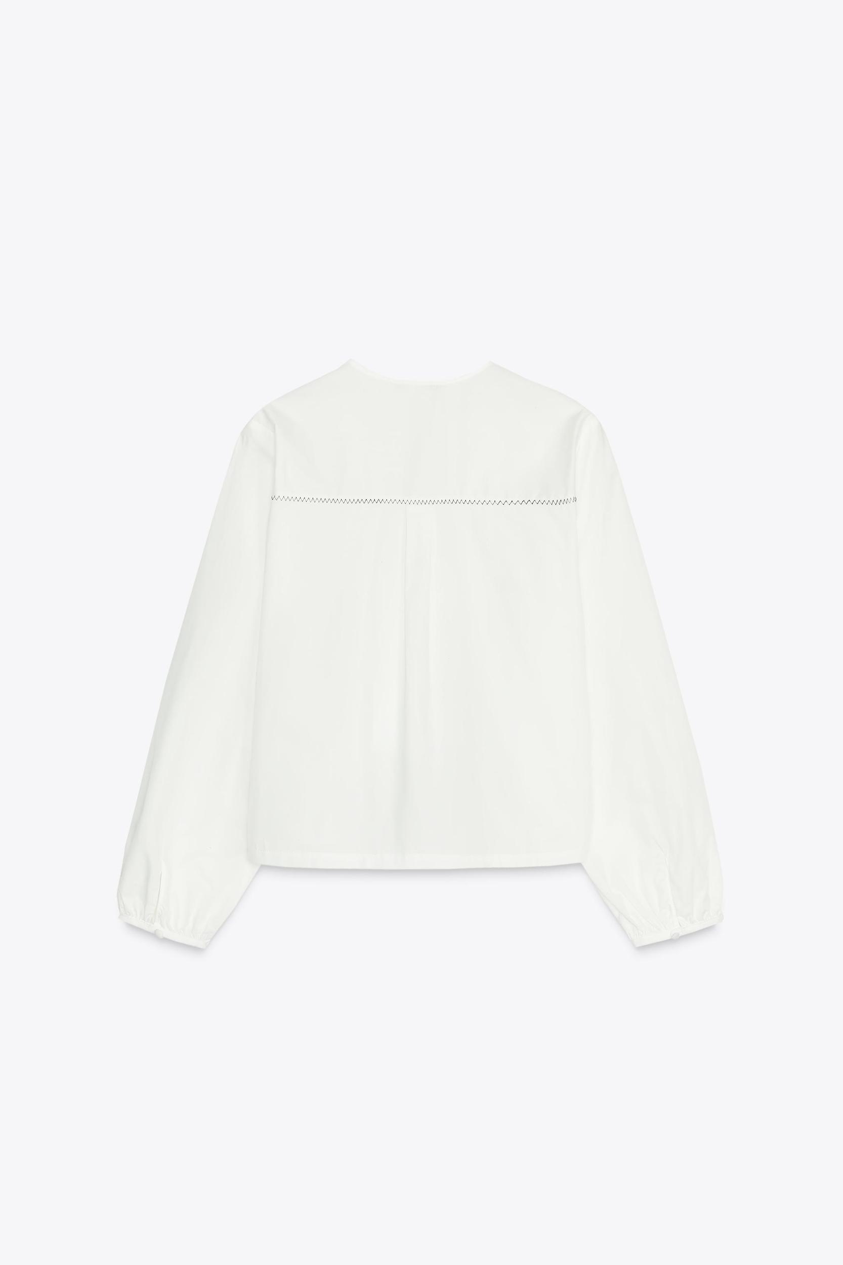 POPLIN TIE BLOUSE Product Image