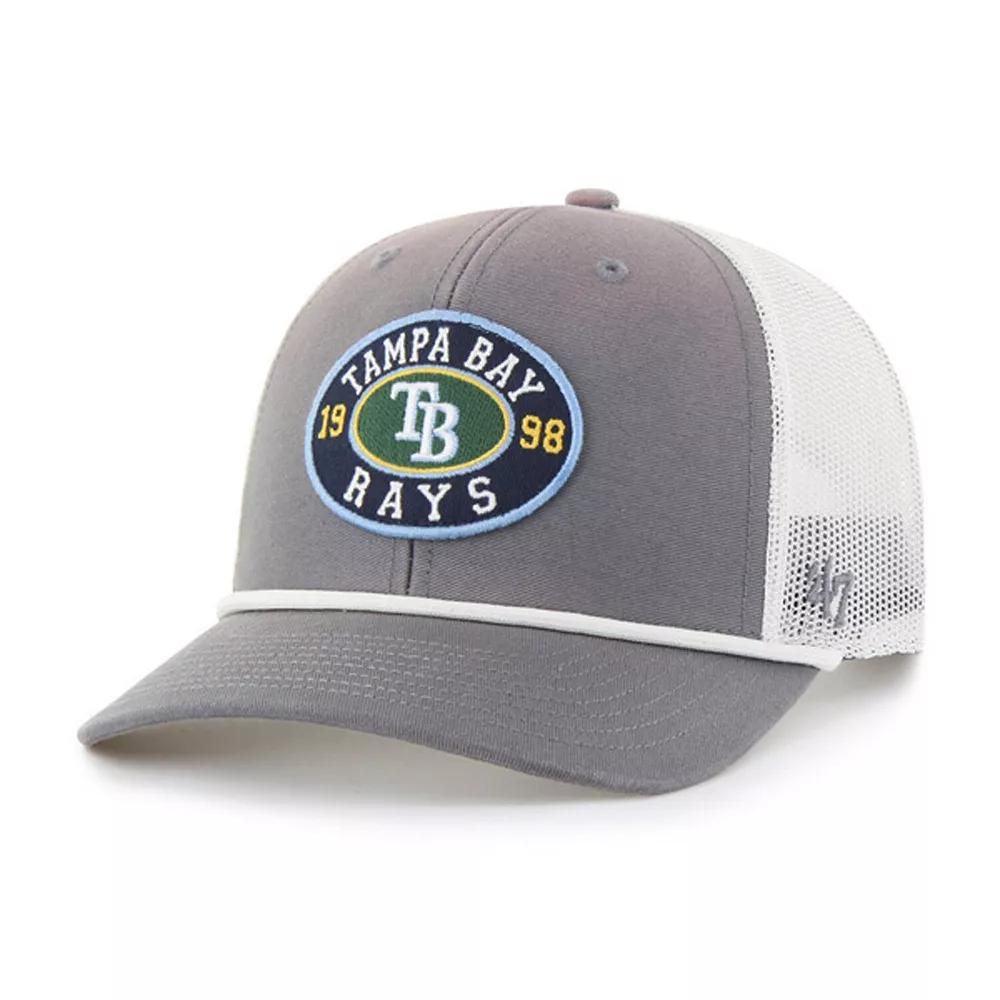 Men's '47 Gray/White Tampa Bay Rays Tide Sweep Rope Trucker Adjustable Hat, Grey Product Image