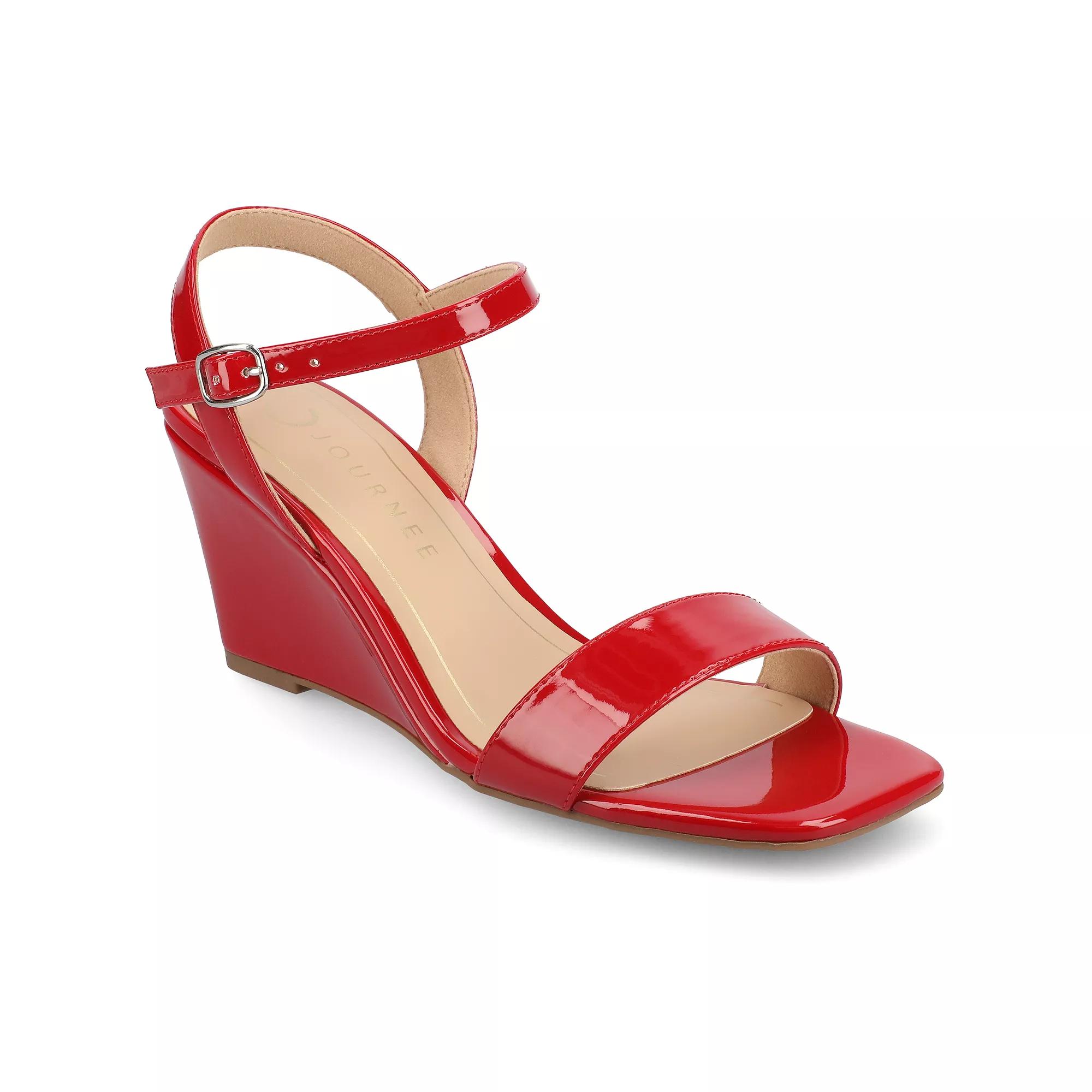 Journee Clayr Women's Ankle Strap Wedge Heels,  Product Image