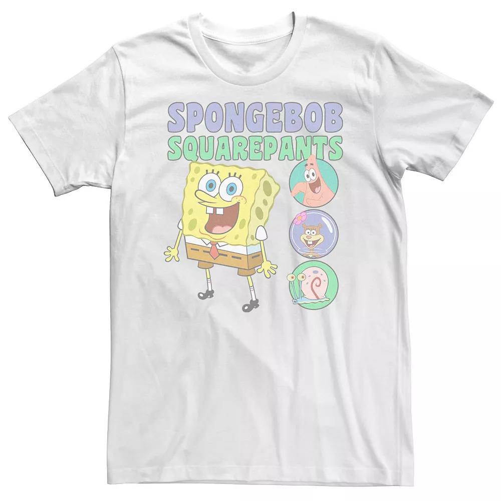 Big & Tall Sponge Bob Friends In Bubbles Tee, Men's, Size: XXL Tall, White Product Image
