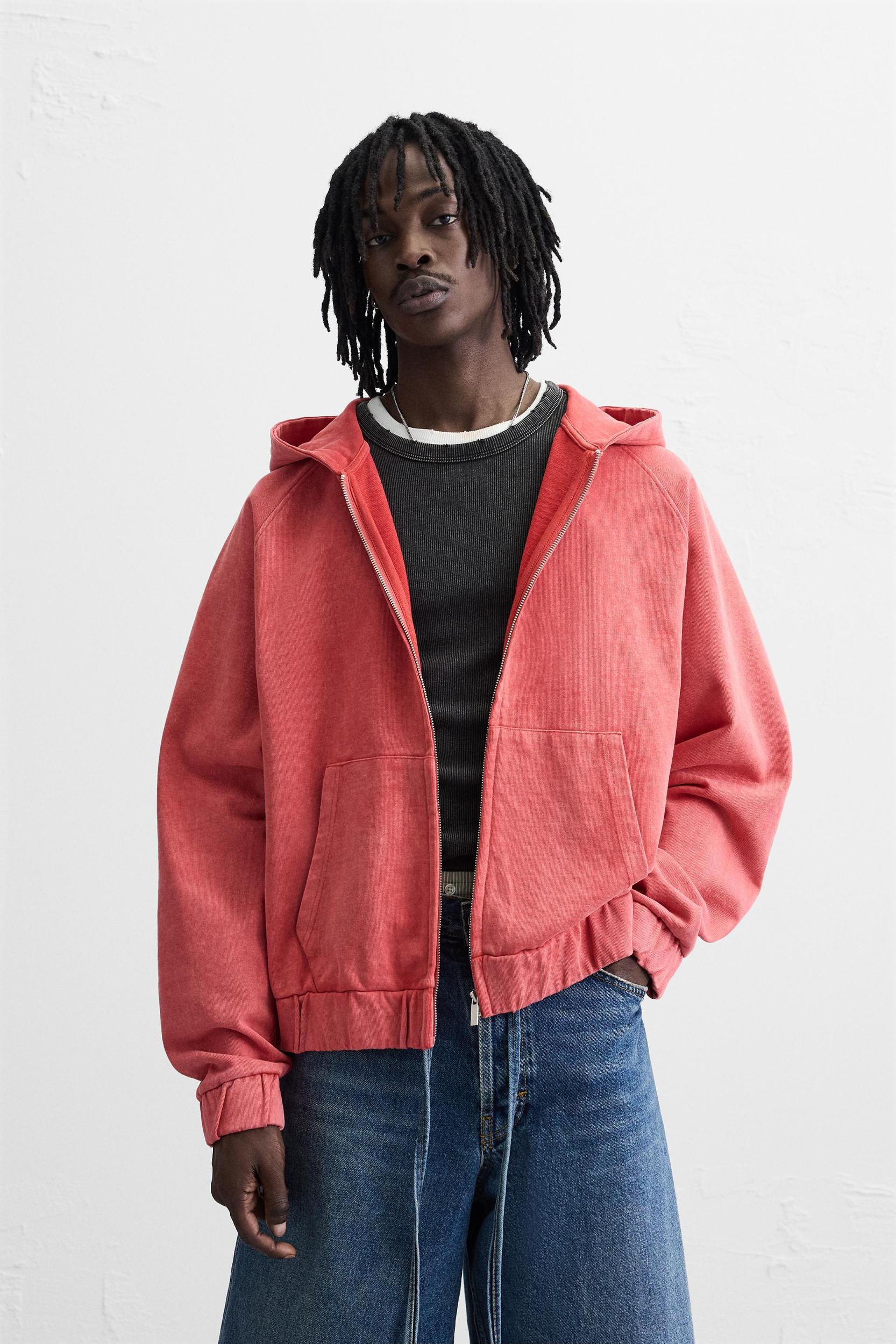 WASHED DETAIL ZIPPERED SWEATSHIRT Product Image