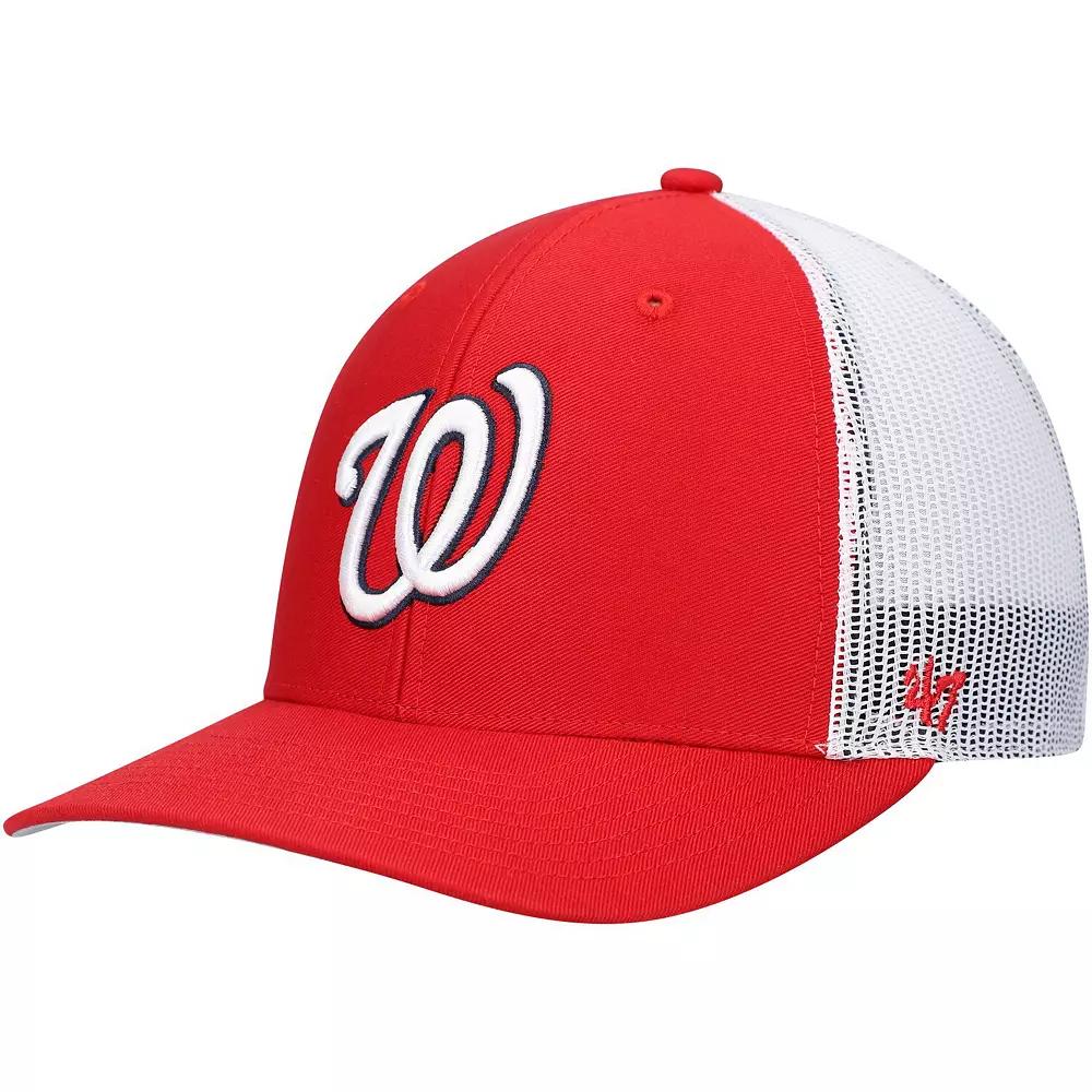 Men's '47 Red/White Washington Nationals Primary Logo Trucker Snapback Hat Product Image