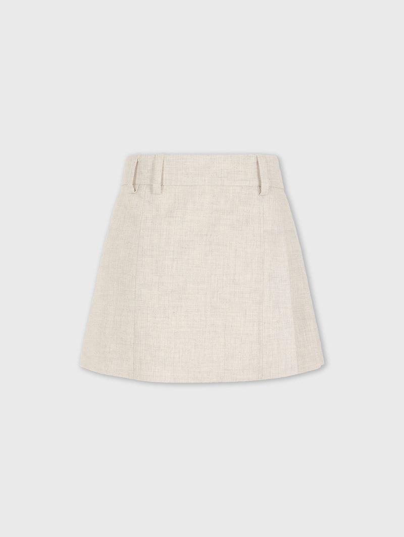BEIGE MINI SKIRT IN MOTTLED WOOL Product Image