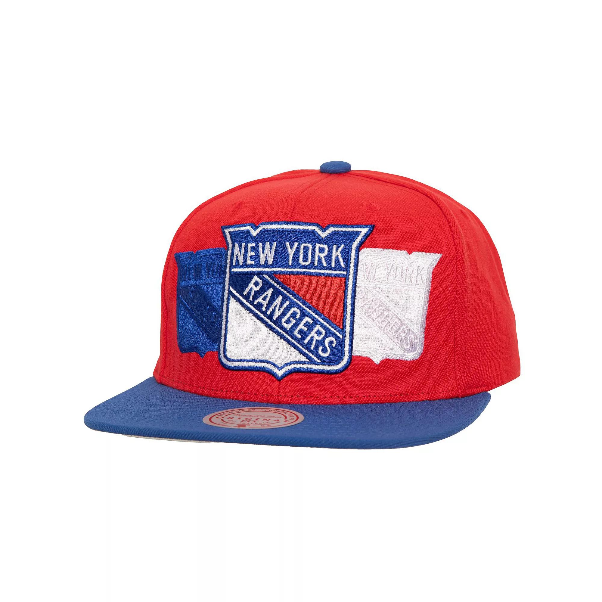 Mens Mitchell & Ness Red New York Rangers Soul Triple Up Snapback Hat Product Image