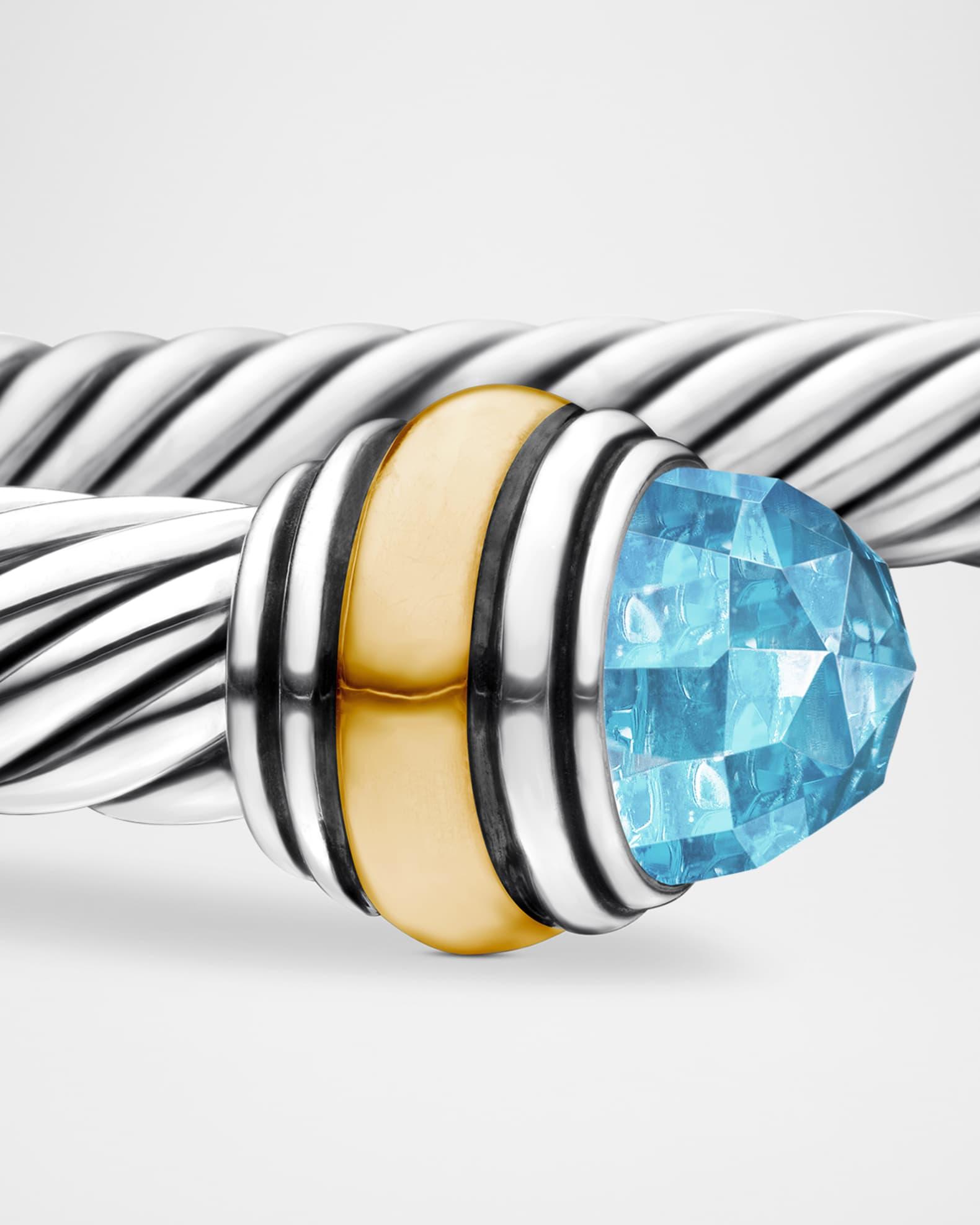 Cable Bracelet with Gemstone in Silver with 14K Gold, 5mm Product Image