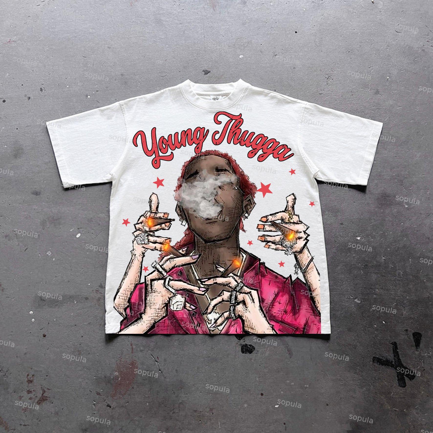 Young Thugga Vintage Graphics Print Cotton T-Shirt Product Image