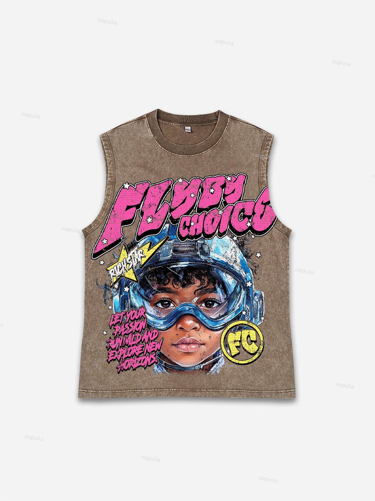 Fly By Choice Graphic Print Washed Tank Top Product Image