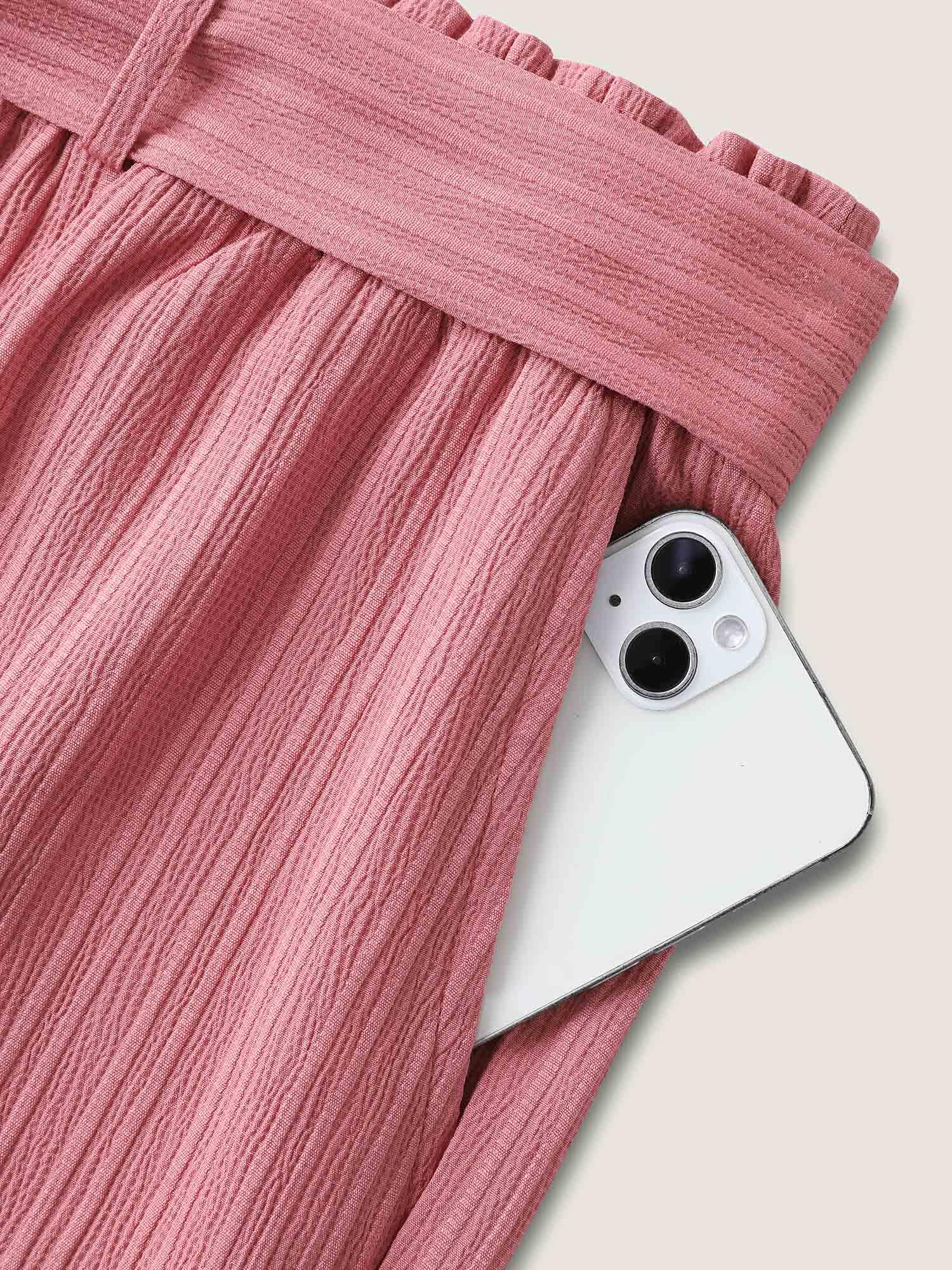 Textured Belted Wide-Leg Pants Female Product Image