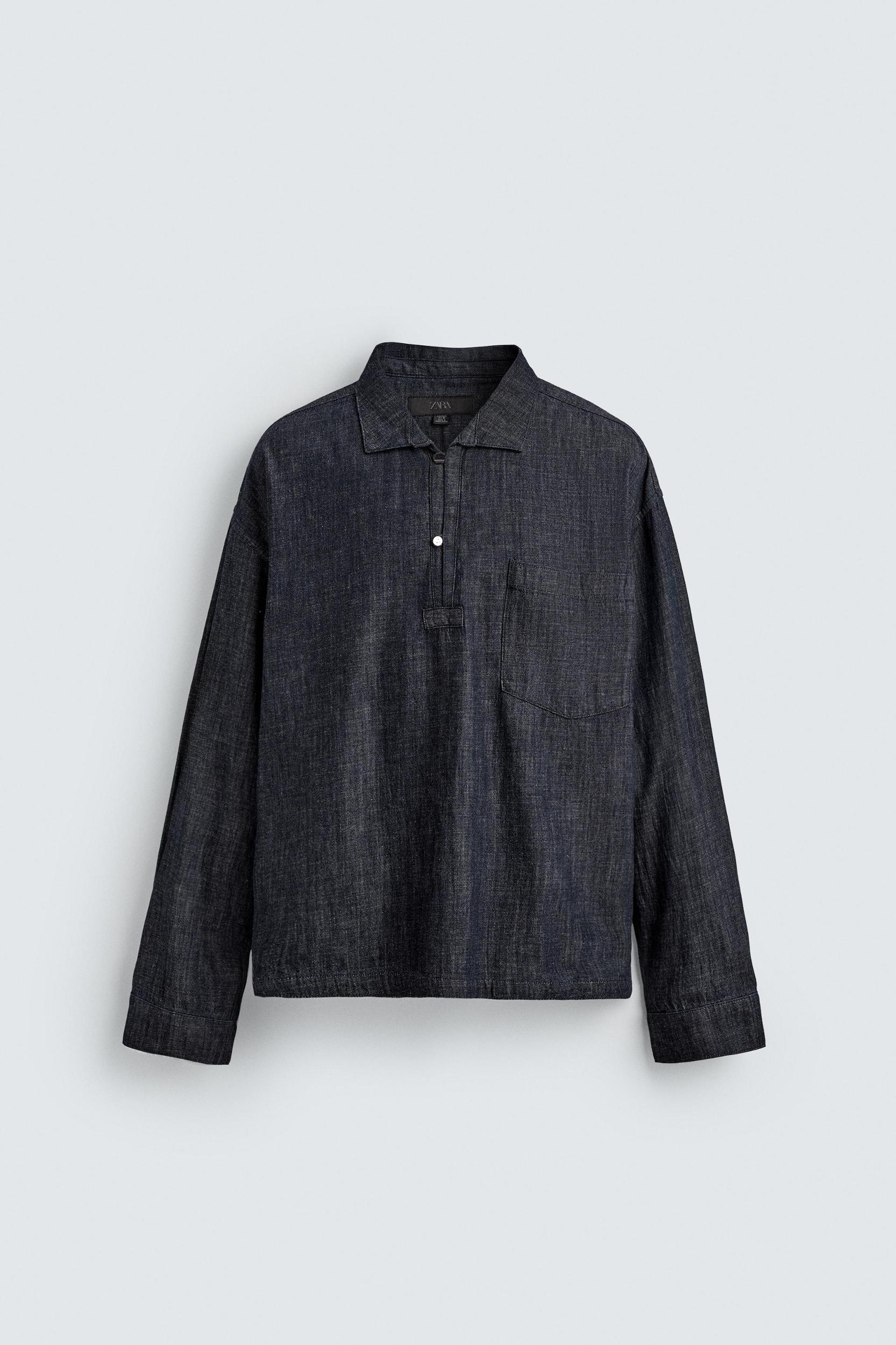 RELAXED FIT DENIM POLO SHIRT Product Image
