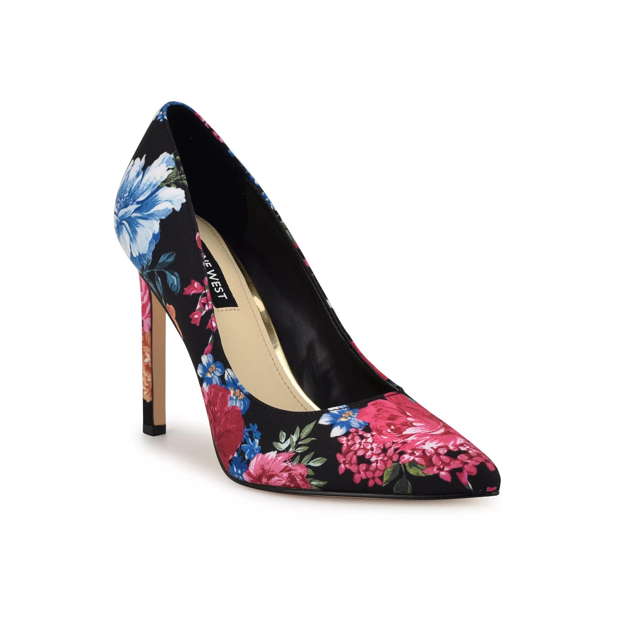 Nine West Tatiana Women's Heels, Size: 9.5, Black Blooms Floral Product Image
