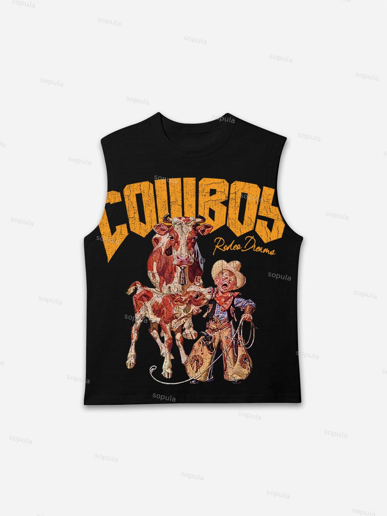 Rodeo Cowboy Fun Graphic Print Tank Top Product Image