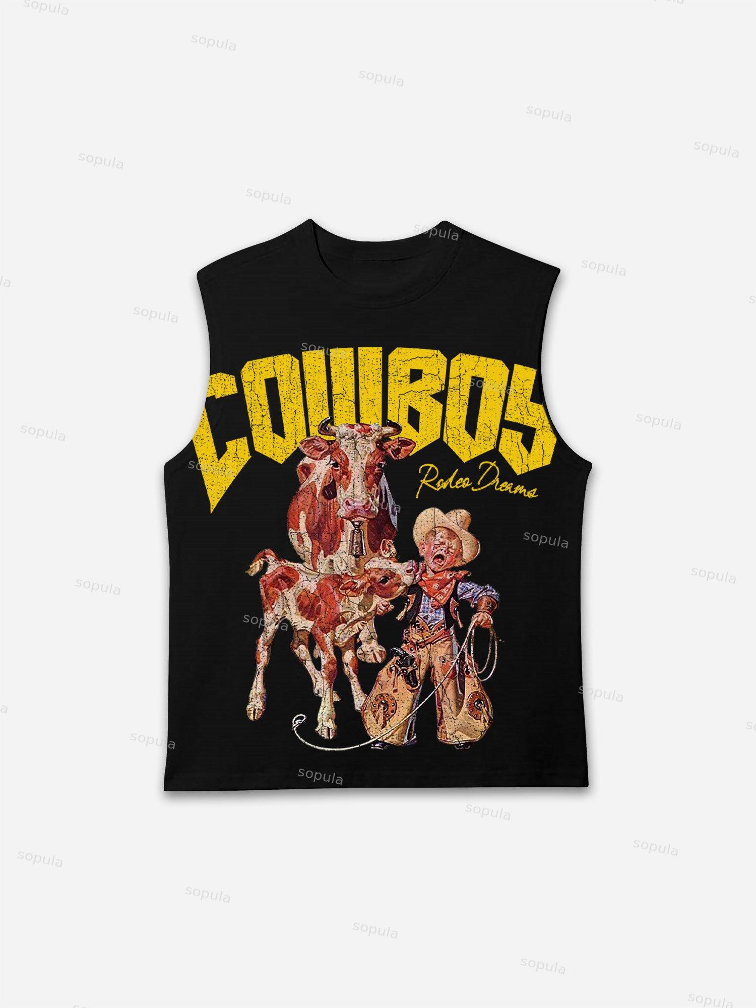 Rodeo Cowboy Fun Graphic Print Tank Top Product Image