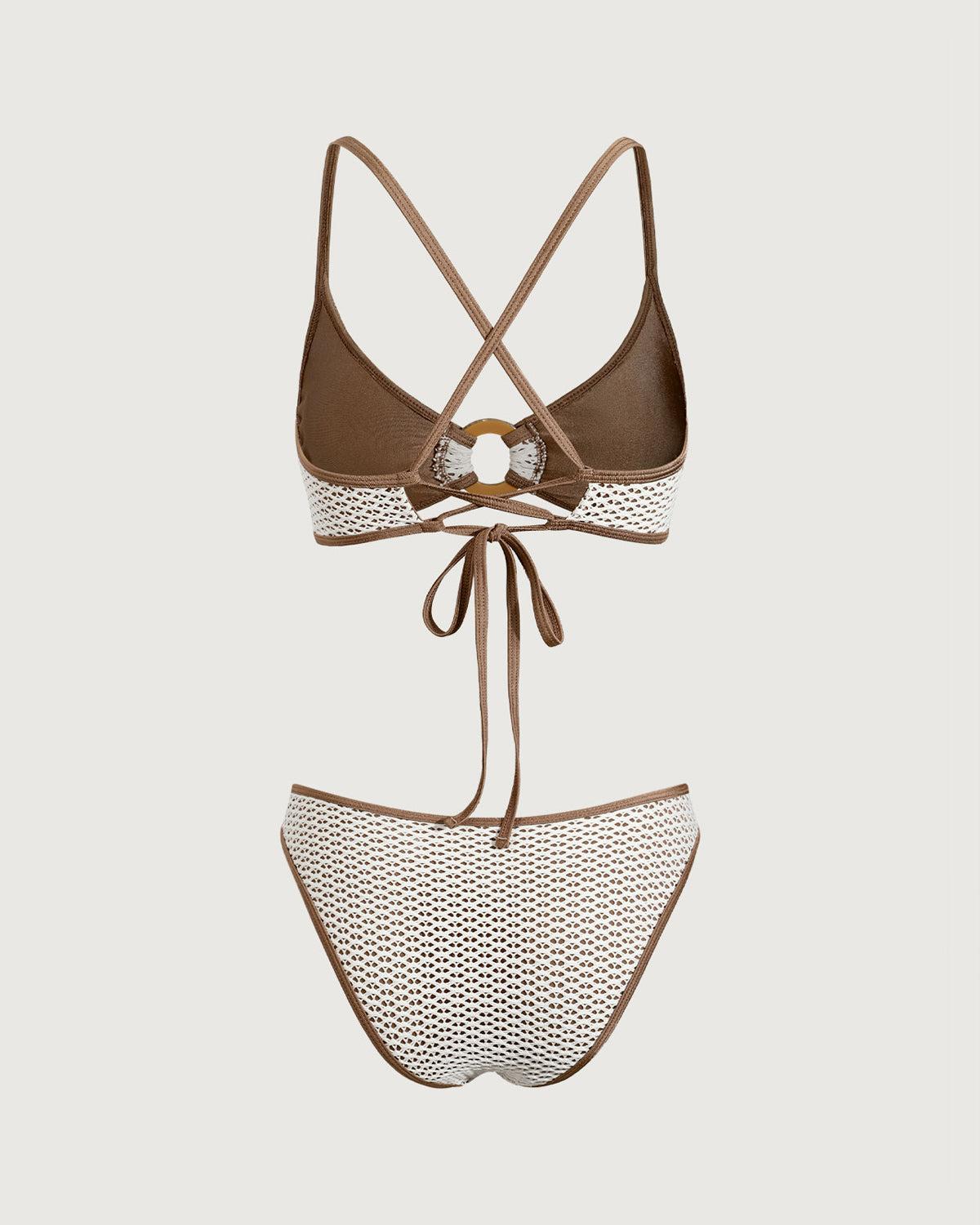Brown Contrast O-Ring Bikini Set Product Image