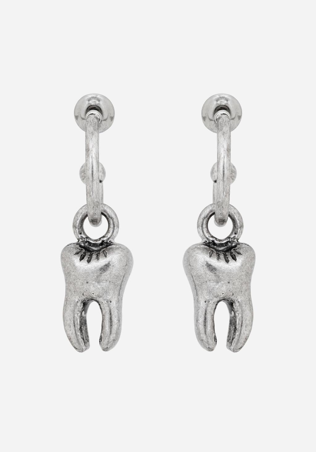 Tooth Charm Hoop Earrings Product Image