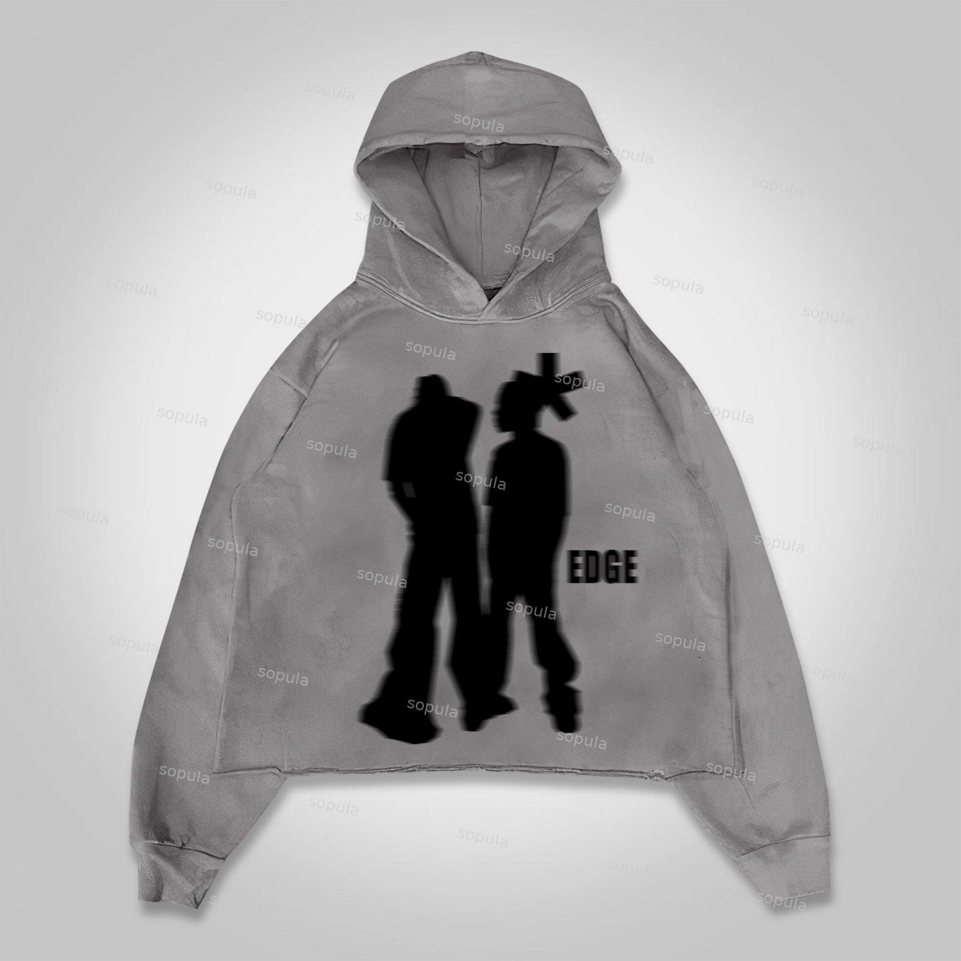 Sopula Street Portrait Edge Graphic Print Cropped Hoodie Product Image