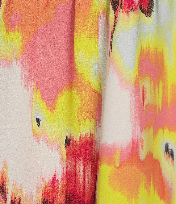 DKNY By Donna Karan Printed Georgette Ruffled Banded Collar Sleeveless Top Product Image