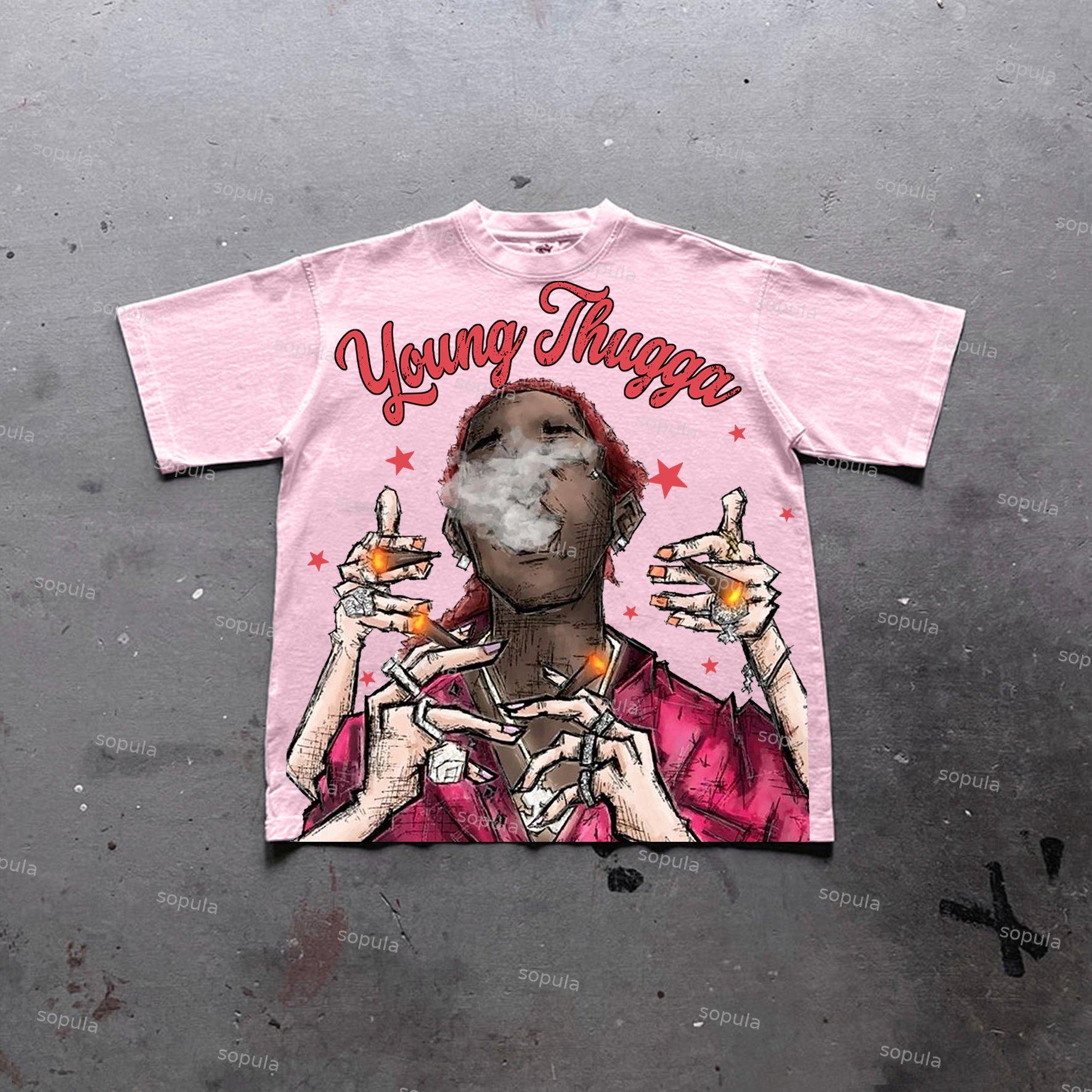 Young Thugga Vintage Graphics Print Cotton T-Shirt Product Image