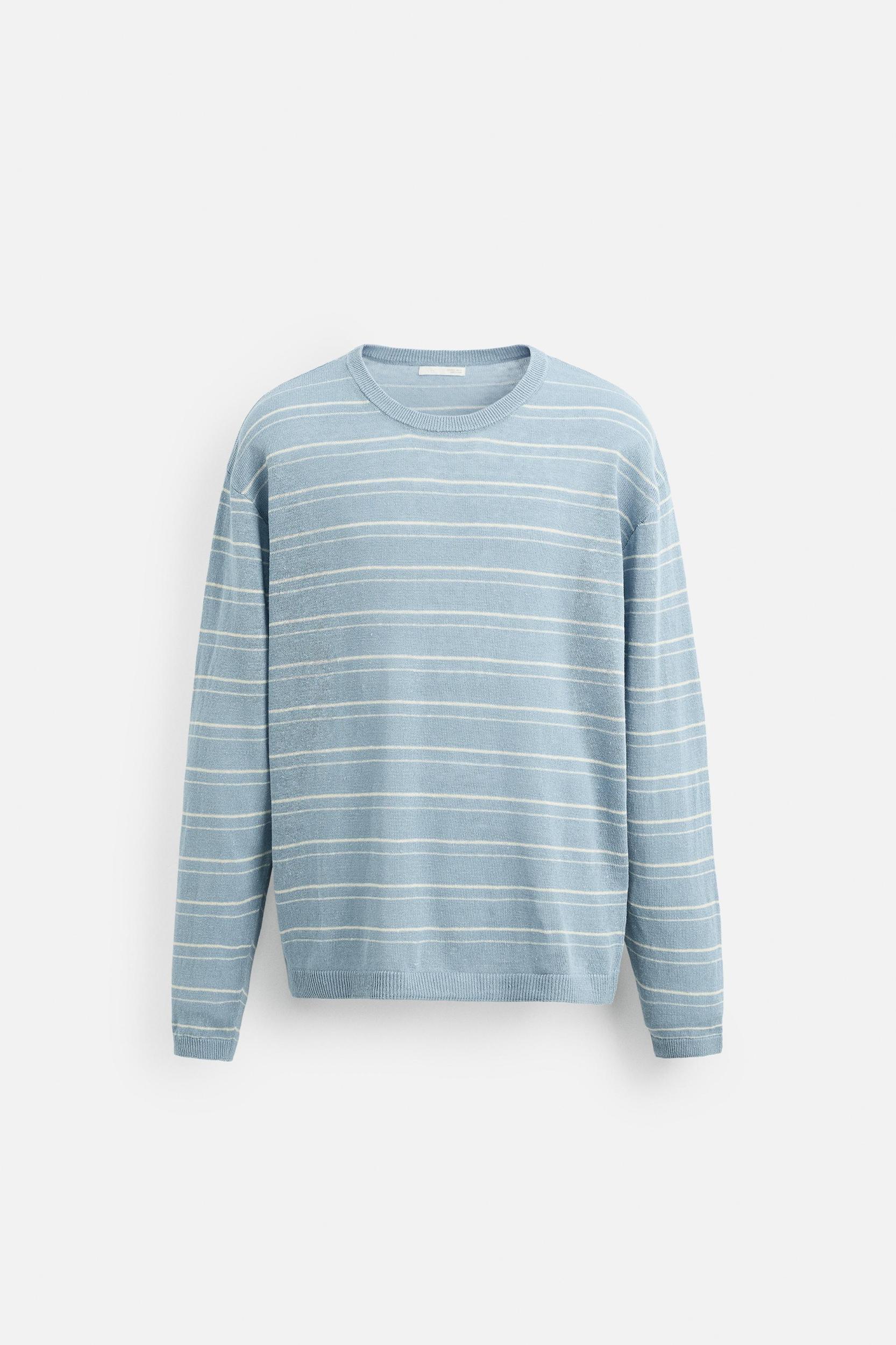 100% LINEN STRIPED SWEATER Product Image