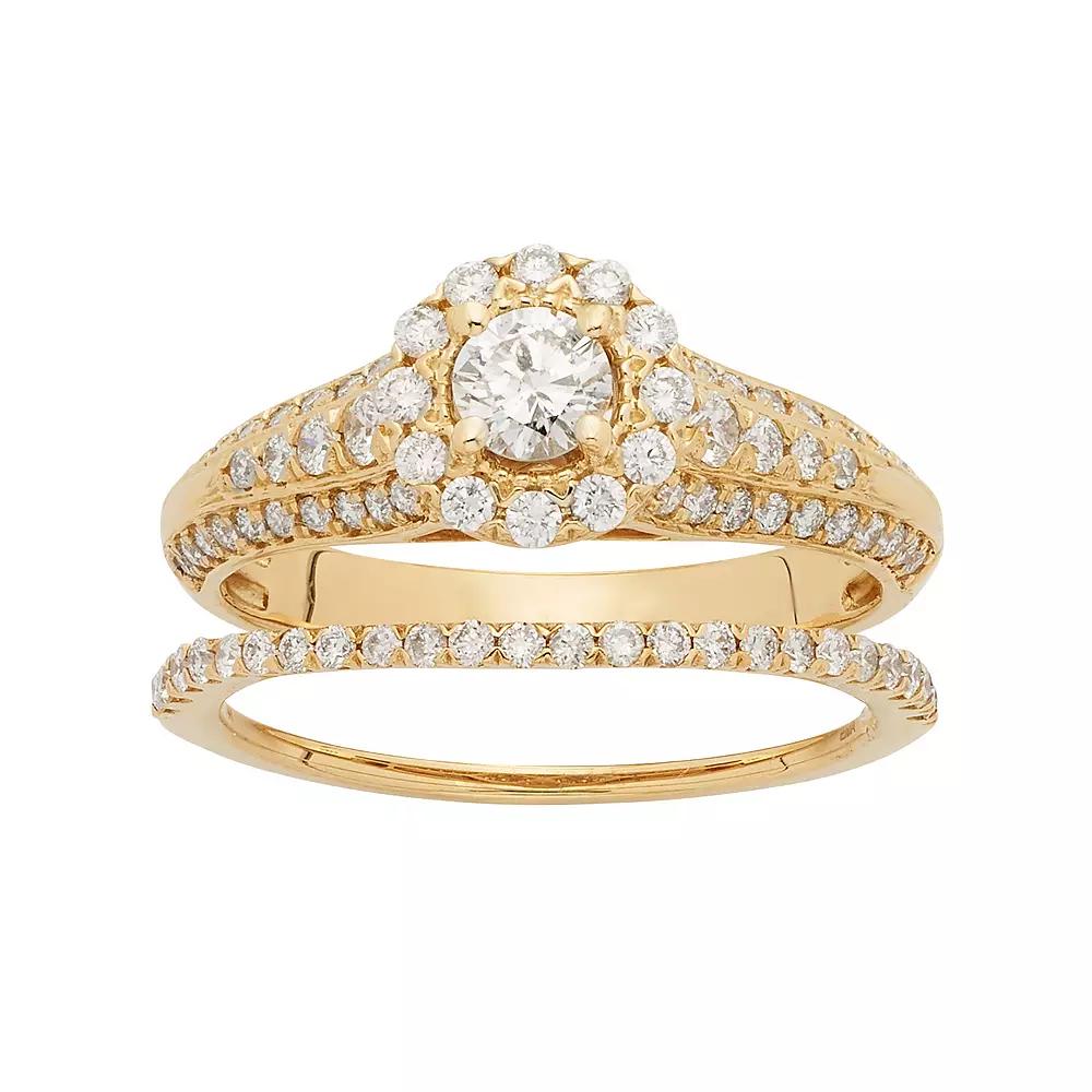 The Regal Collection 14k Gold 1 Carat T.W. IGL Certified Diamond Flower Engagement Ring Set, Women's, Size: 7, White Product Image
