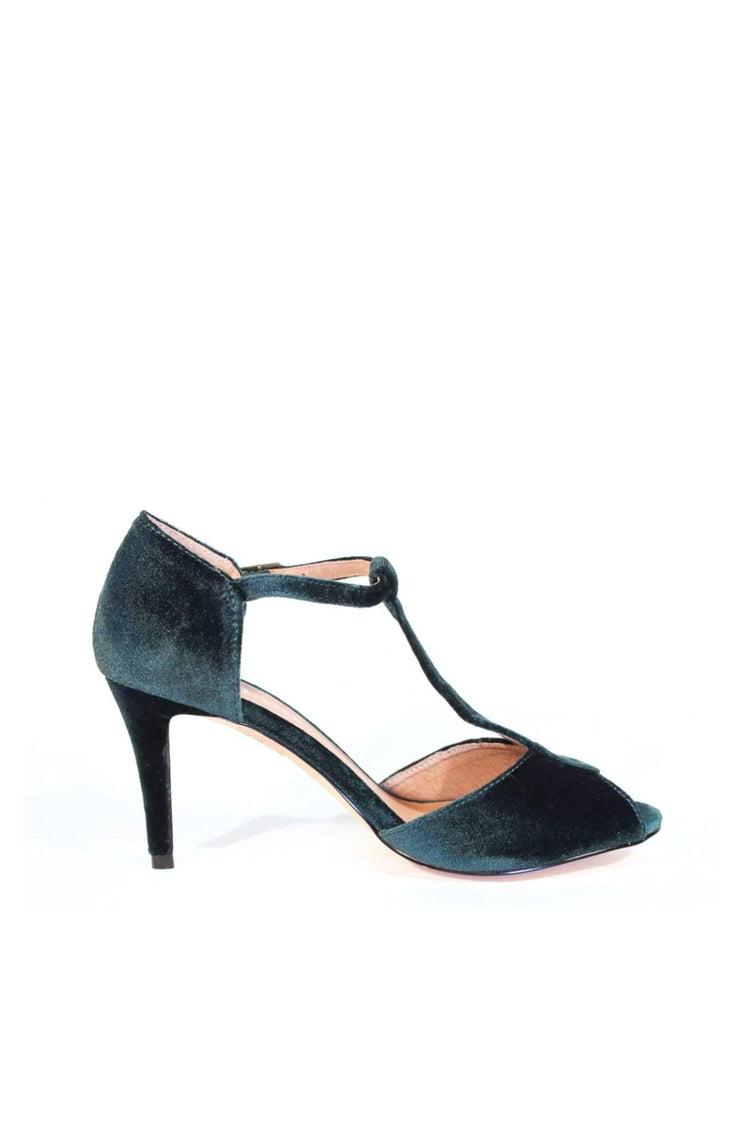 Blondie T-Strap Velvet Heels Product Image