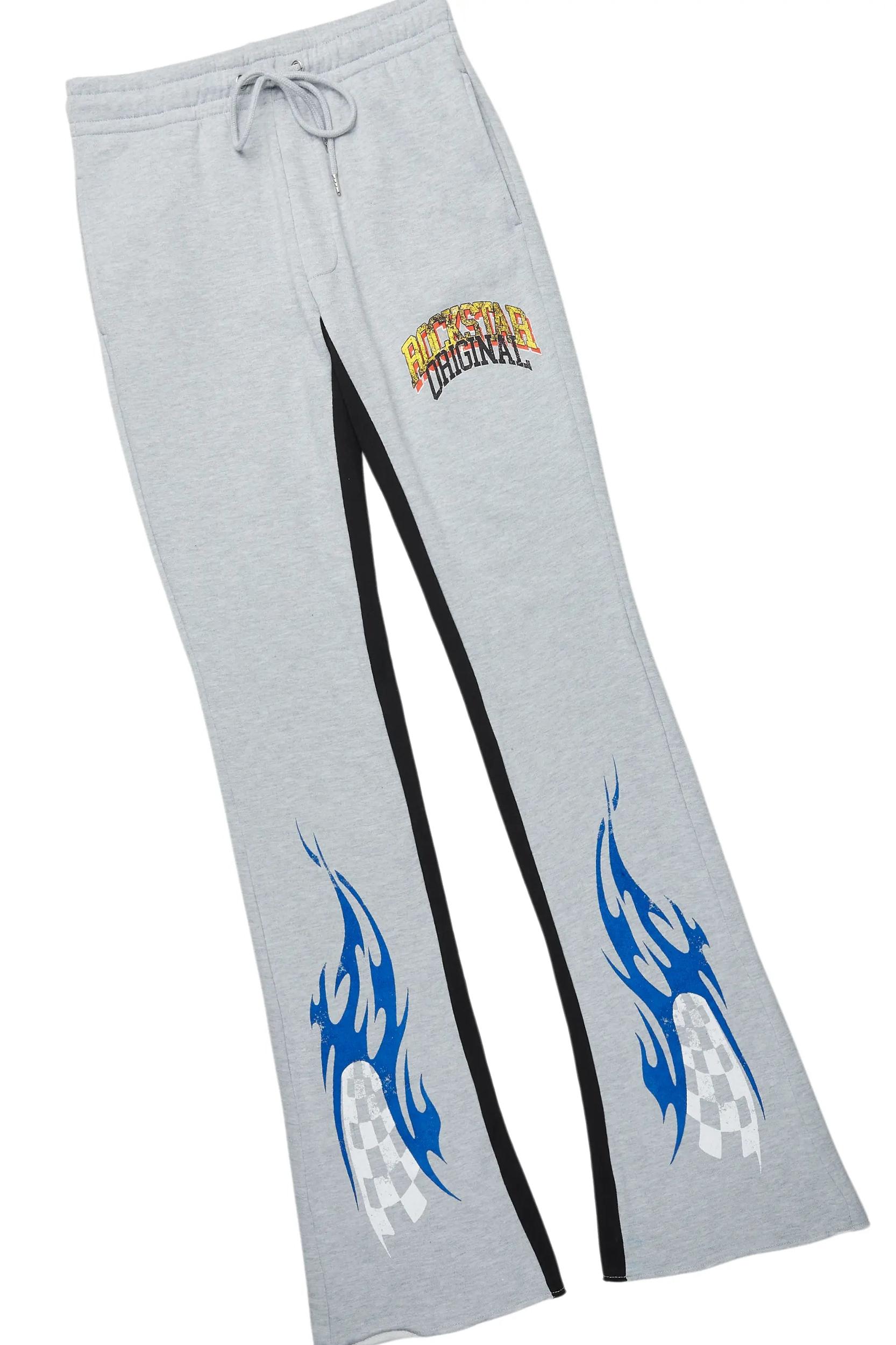 Colorful Race Heather Grey Hoodie/Baggy Track Pant Set Male Product Image