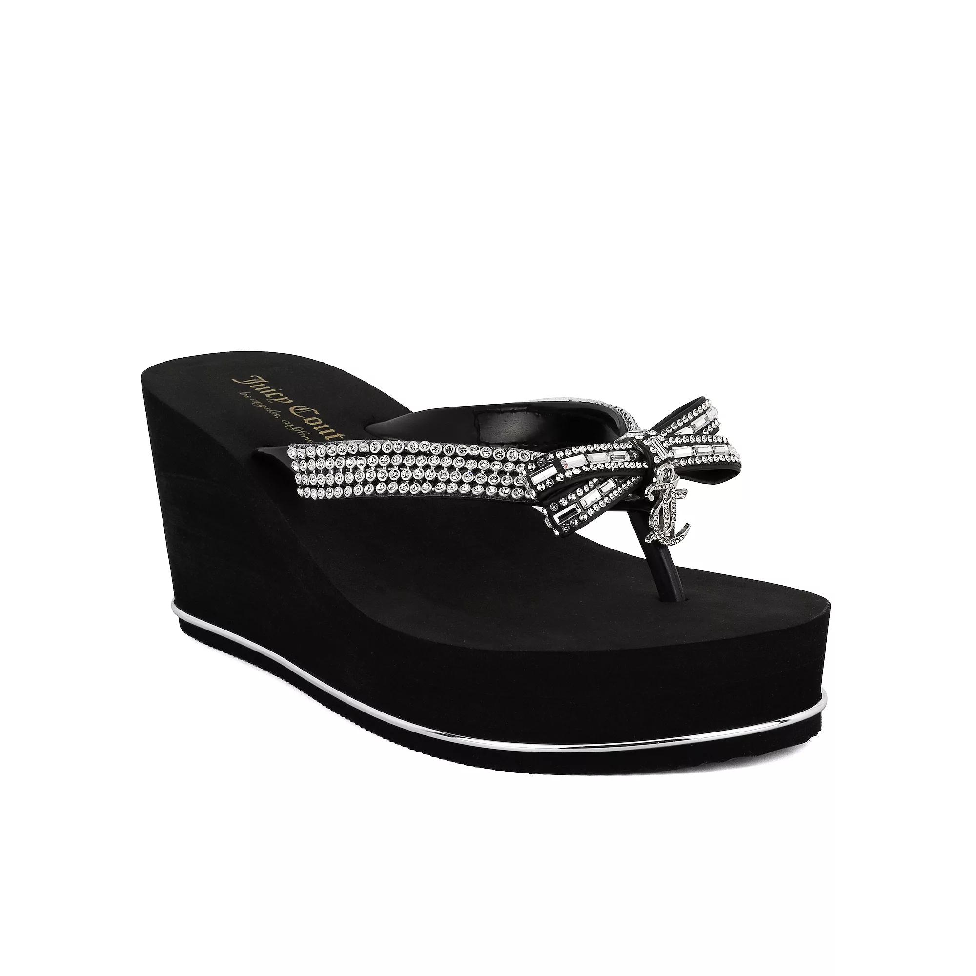 Juicy Couture Uche Women's Wedge Sandals, Size: 9, Black Bling Product Image