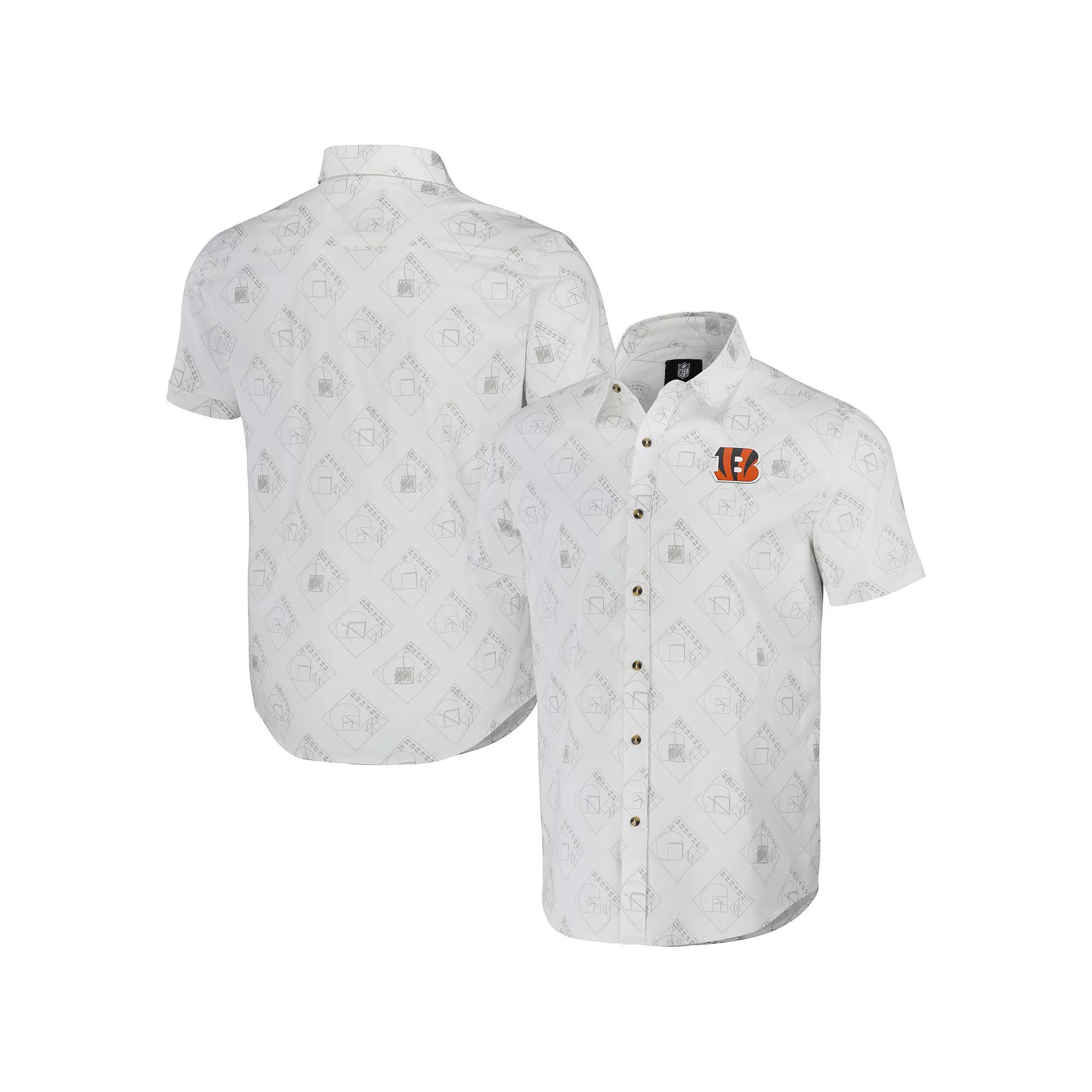 Men's NFL x Darius Rucker Collection by Fanatics White Cincinnati Bengals Woven Short Sleeve Button Up Shirt,  Product Image