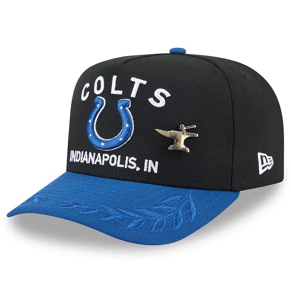 Men's New Era Black/Royal Indianapolis Colts 2025 NFL Draft On Stage A-Frame 59FIFTY Fitted Hat, Size: 7 5/8 Product Image