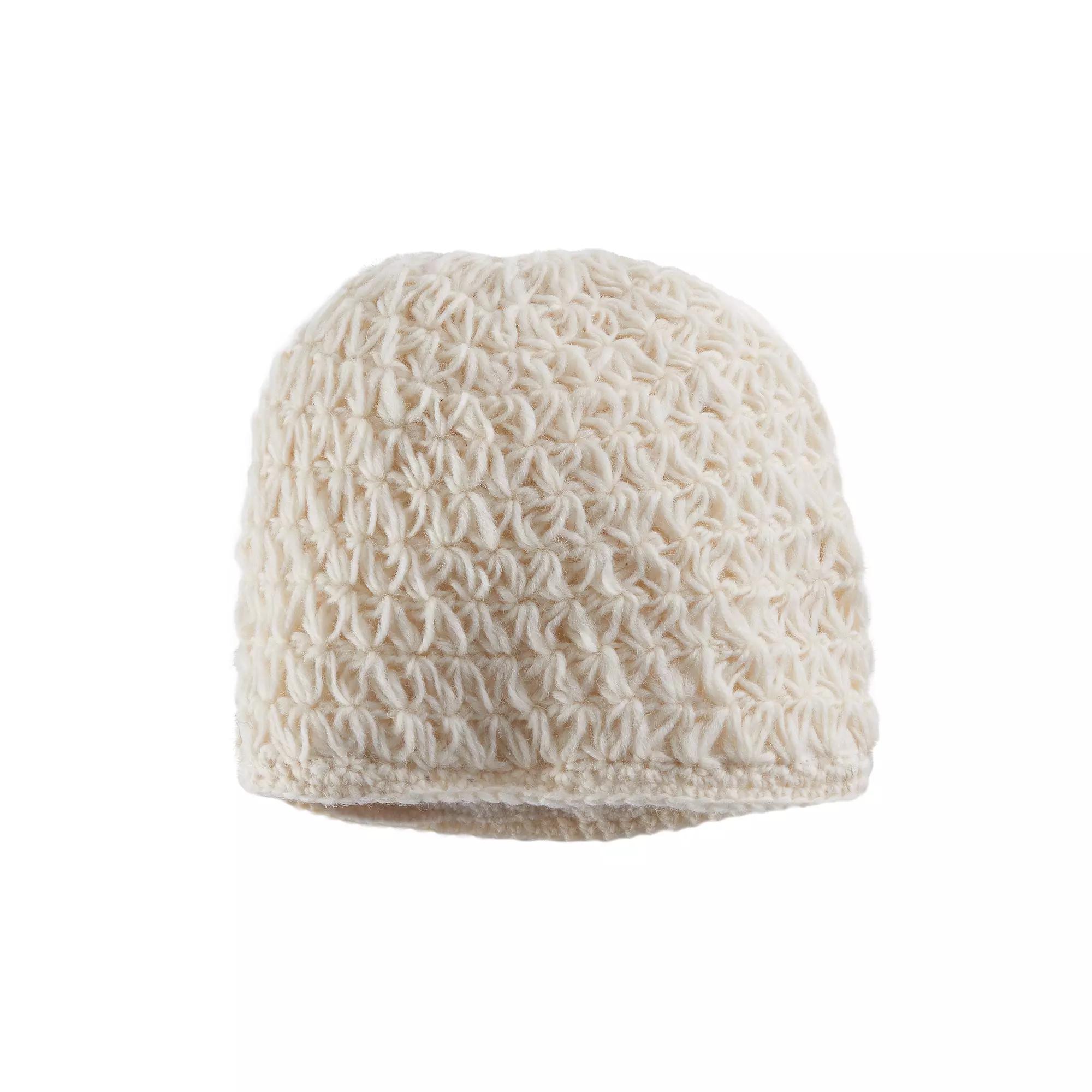 Women's SIJJL Wool Crochet Beanie, White Product Image