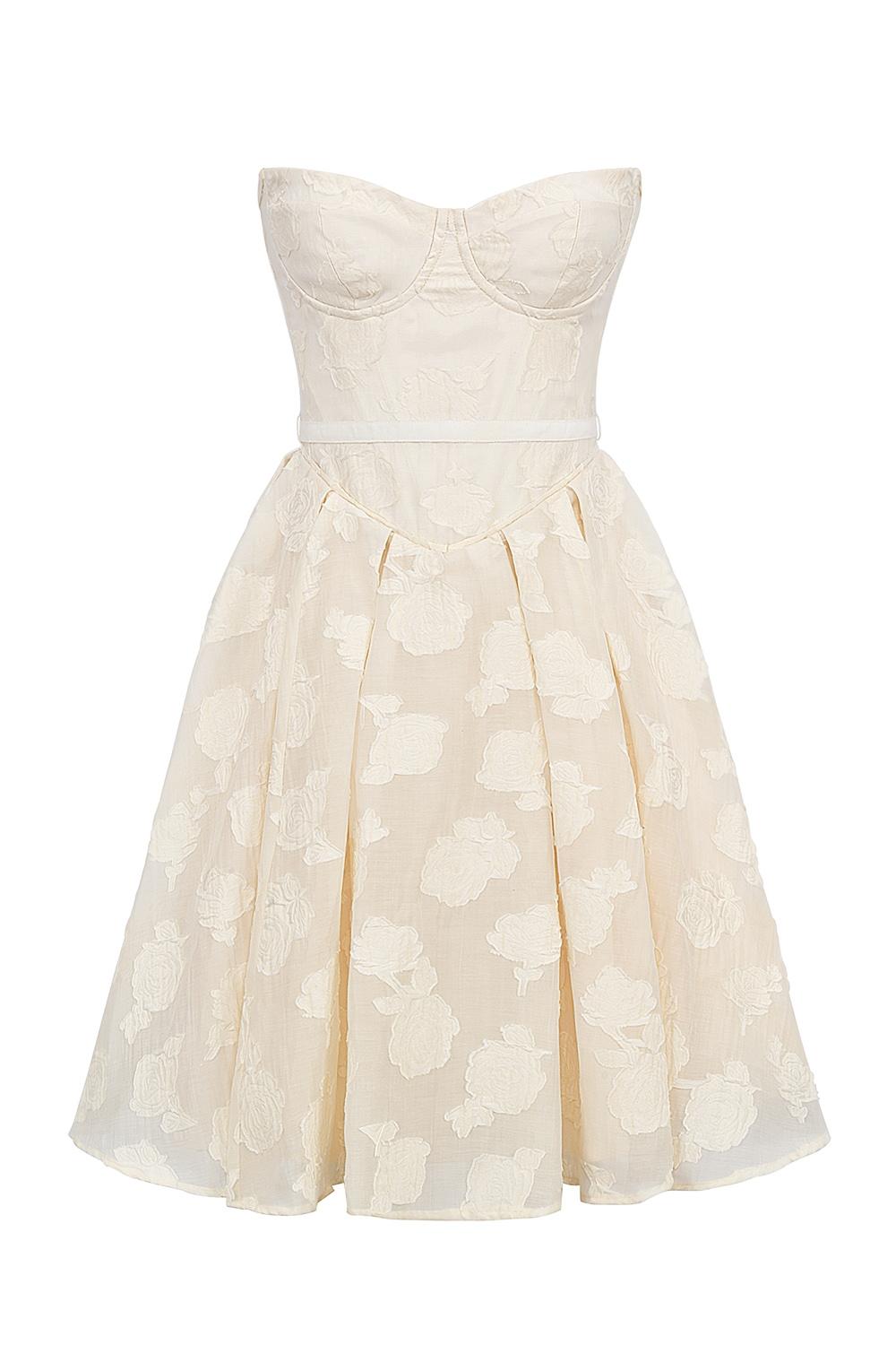 Saige  vintage cream floral strapless mini dress Product Image