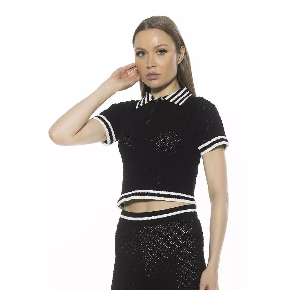 Women's ALEXIA ADMOR Brinley Knit Polo Button Placket Short Sleeve Top,  Product Image