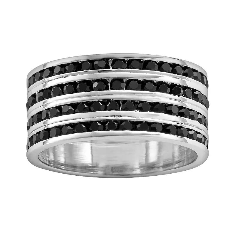 Traditions Jewelry Company Sterling Silver Crystal Eternity Ring, Women's, Size: 9, Black Product Image