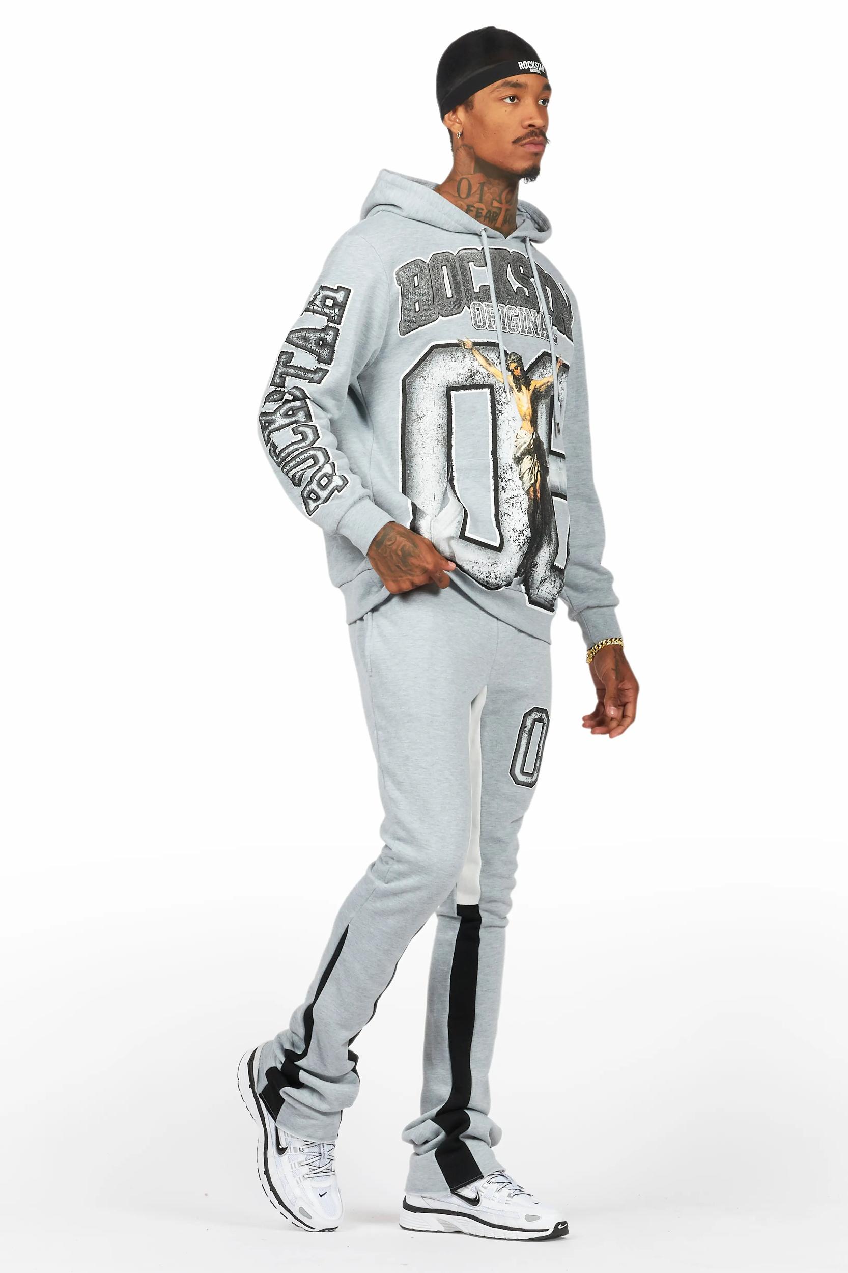 Fields Grey/White Stacked Flare Hoodie Track Set Male Product Image
