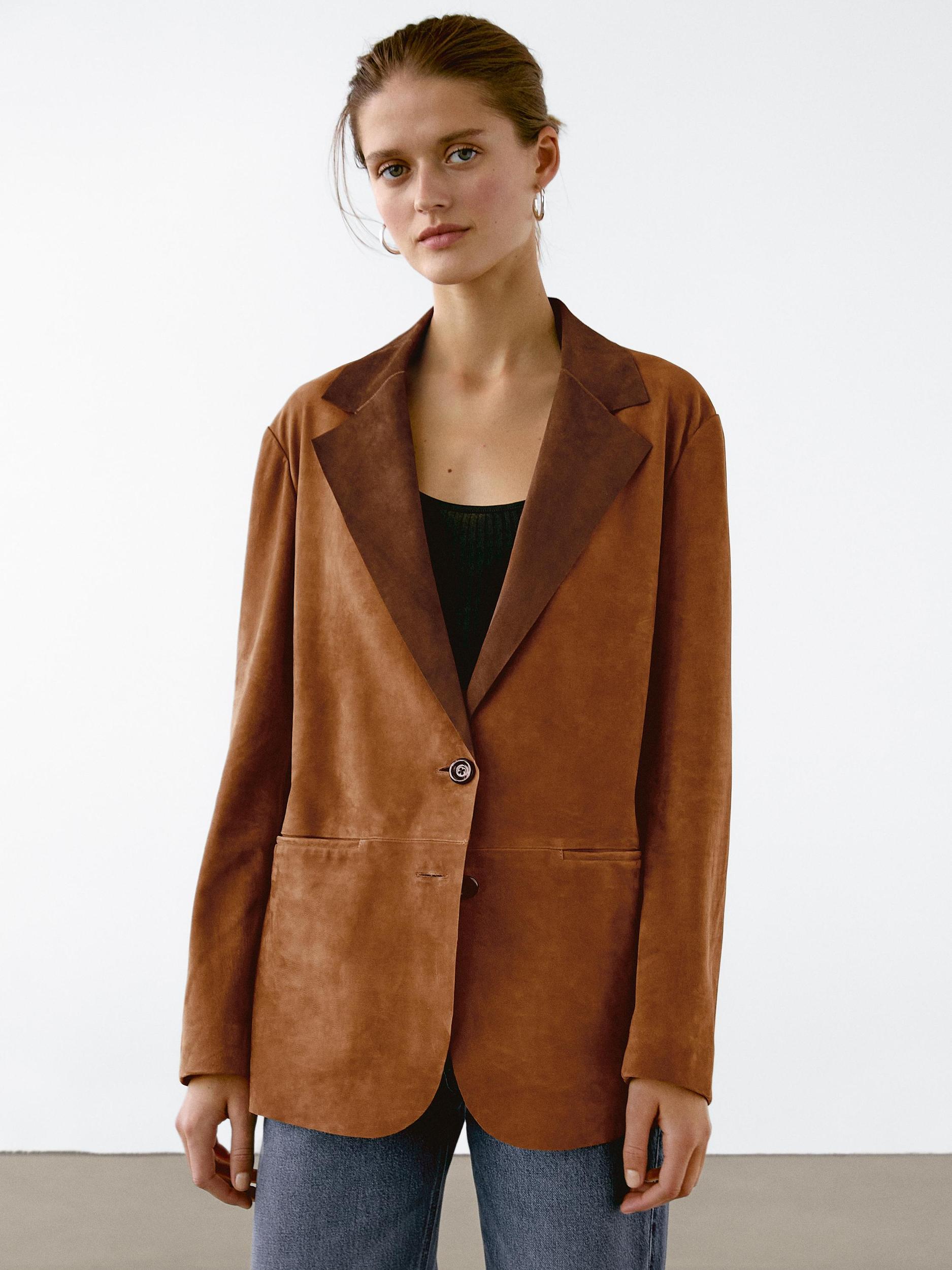 Flowing suede leather blazer Product Image