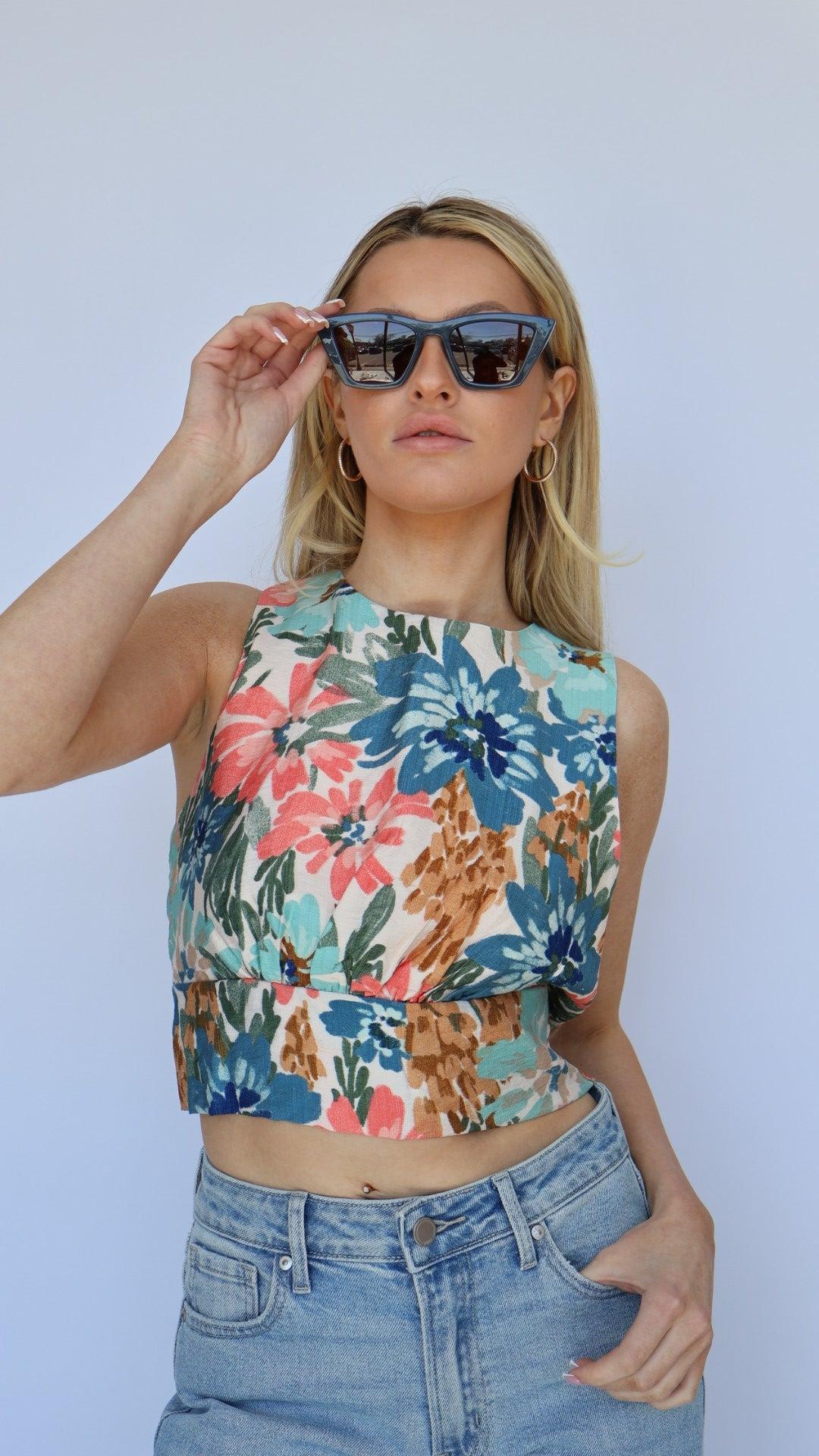 Floral Open Back Tie Top Product Image