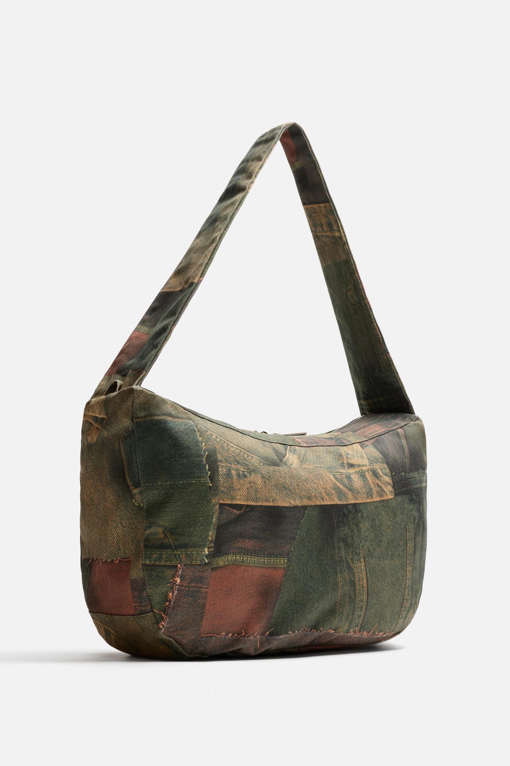 DENIM PRINT SHOULDER BAG Product Image