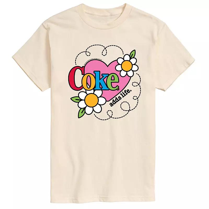Mens Coke Adds Life Heart Flower Graphic Tee Ivory Product Image