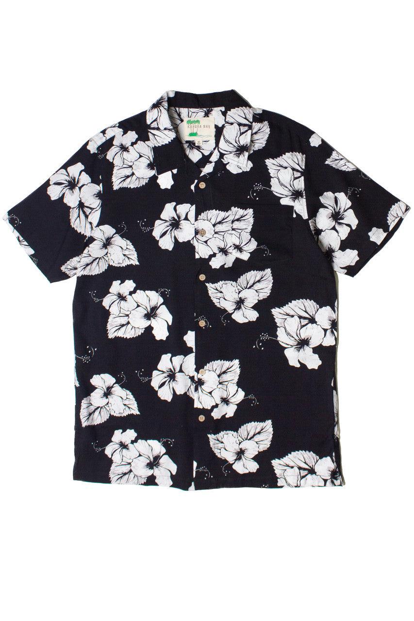 Hibiscus Black & White Hawaiian Shirt Product Image