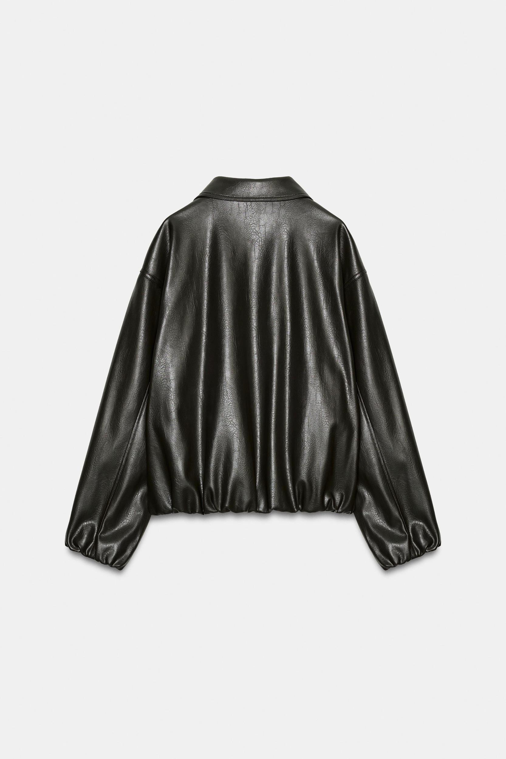 FAUX LEATHER JACKET WITH ELASTICATED DETAILS Product Image