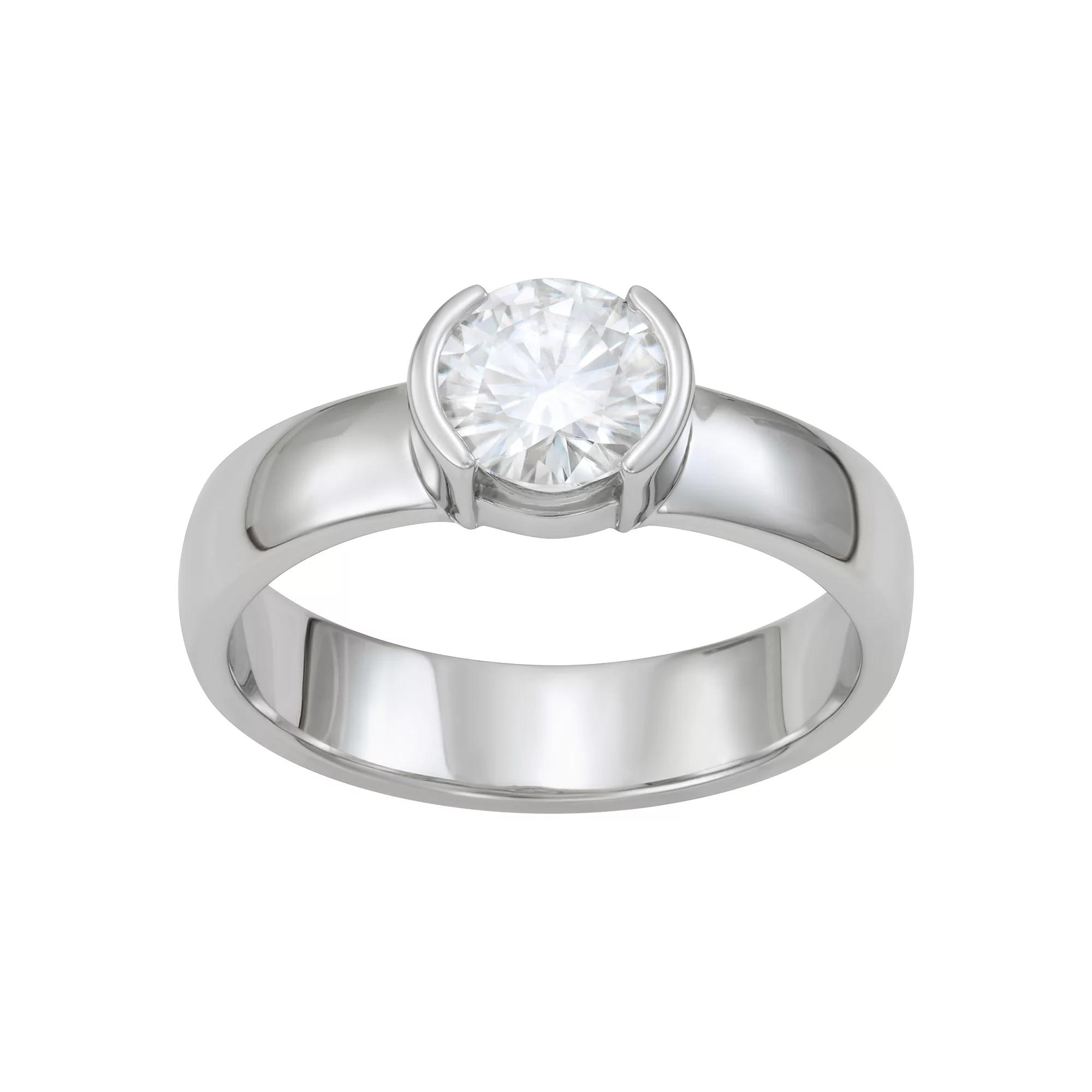 Charles & Colvard 14k White Gold 1 Carat T.W. Lab-Created Moissanite Semi-Bezel Solitaire Ring, Women's, Size: 5 Product Image