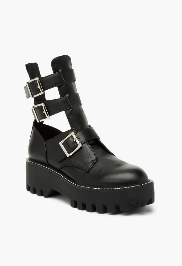 JustFab Margaux Platform Loafer Pump Womens Black/ White Size 8.5 Product Image