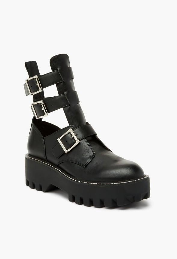 JustFab Margaux Platform Loafer Pump Womens Black/ White Size 8.5 Product Image