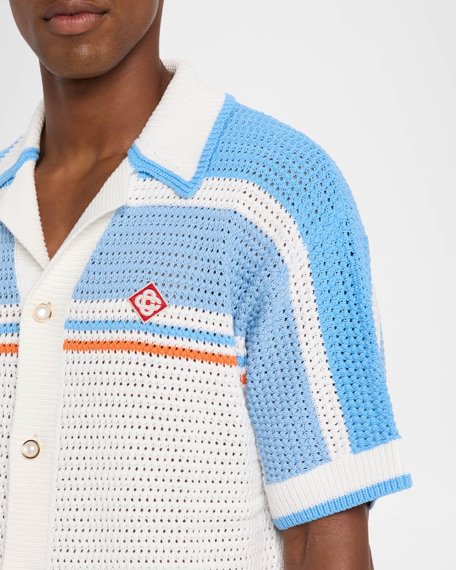 Men's Faux Crochet Short-Sleeve Shirt Product Image