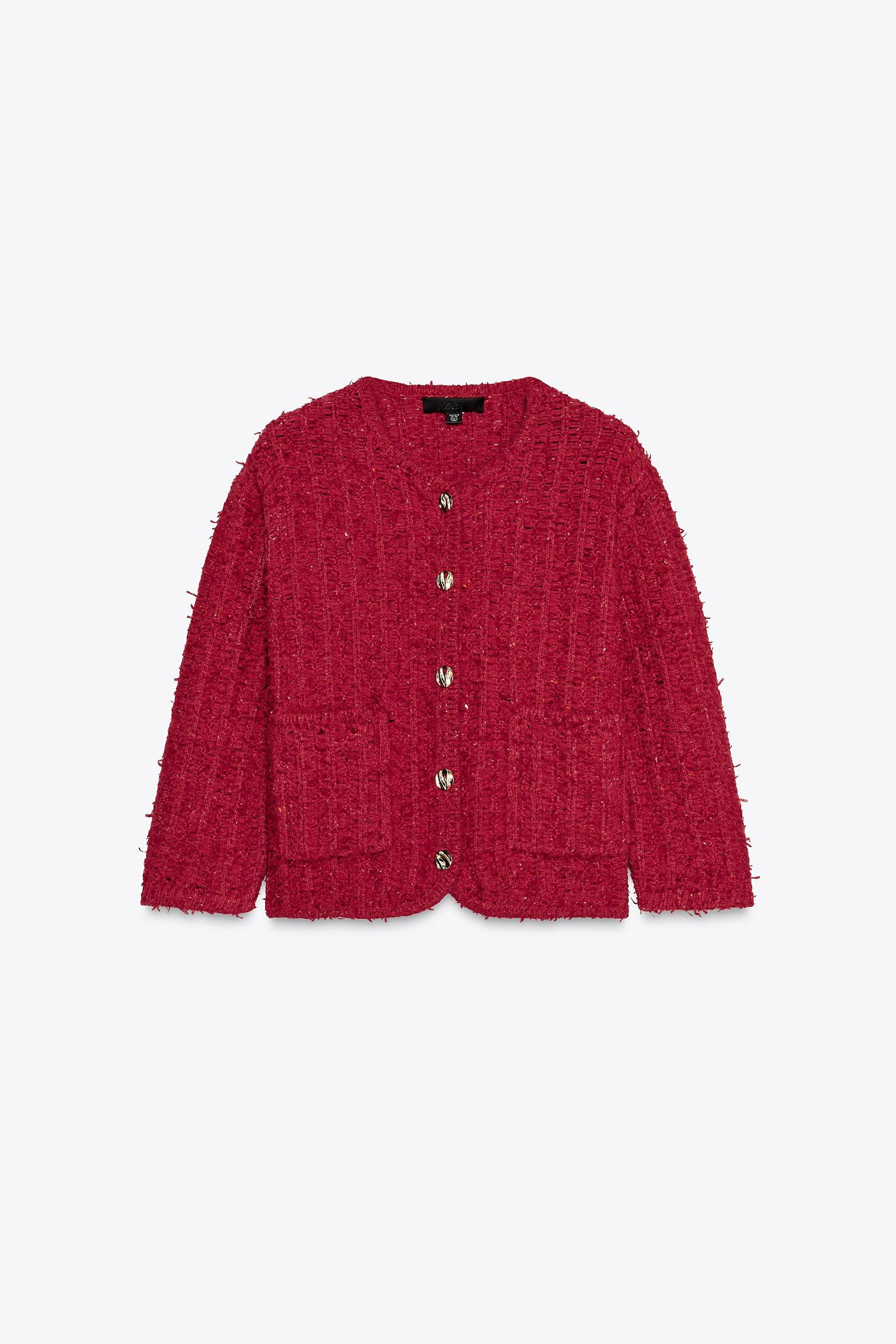 KNIT CARDIGAN WITH ELBOW-LENGTH SLEEVES Product Image