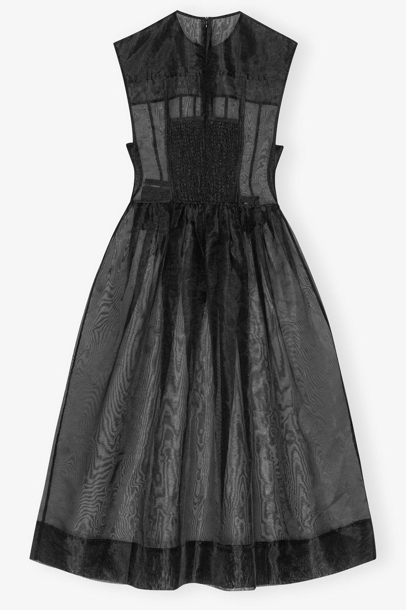 Black Technical Organza Corset Midi Dress Product Image