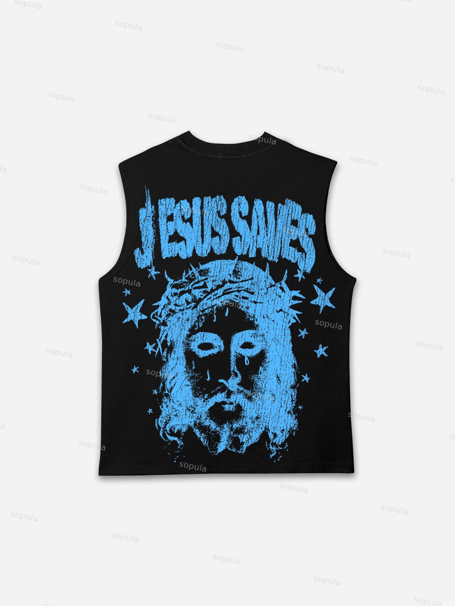 Jesus Saves Graphic Print Tank Top Product Image