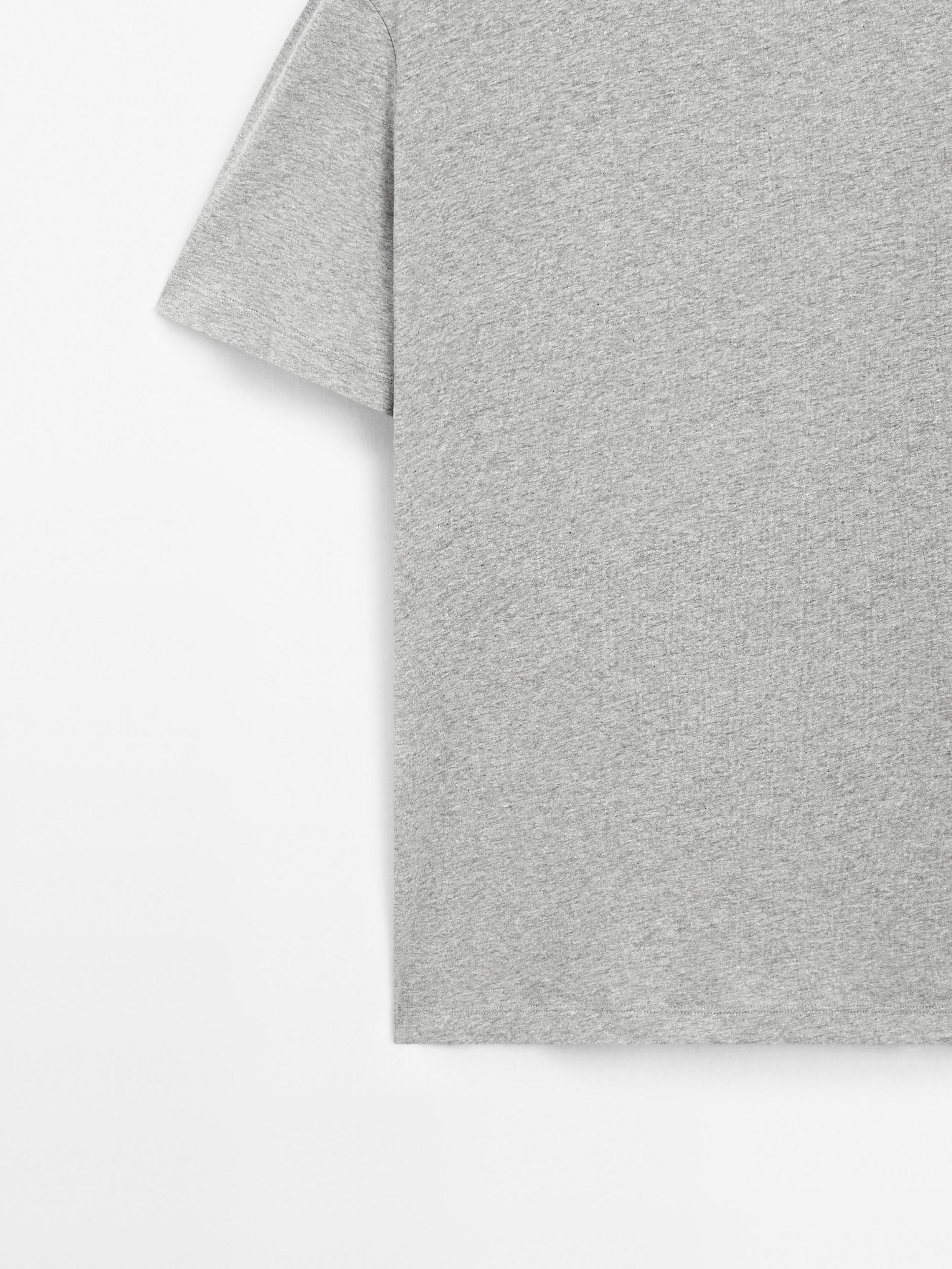 Melange cotton and linen t-shirt Product Image